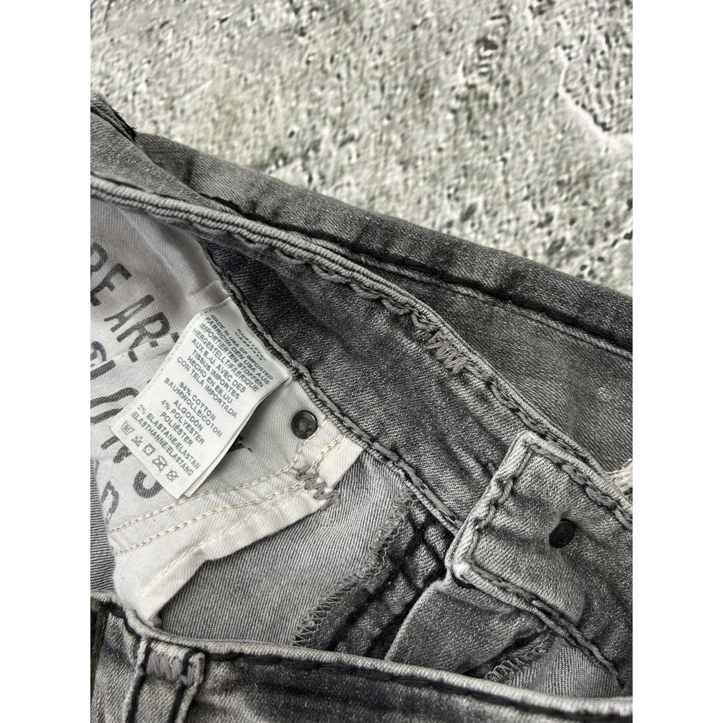 True Religion jeans grey black stitching Ricky Y2K