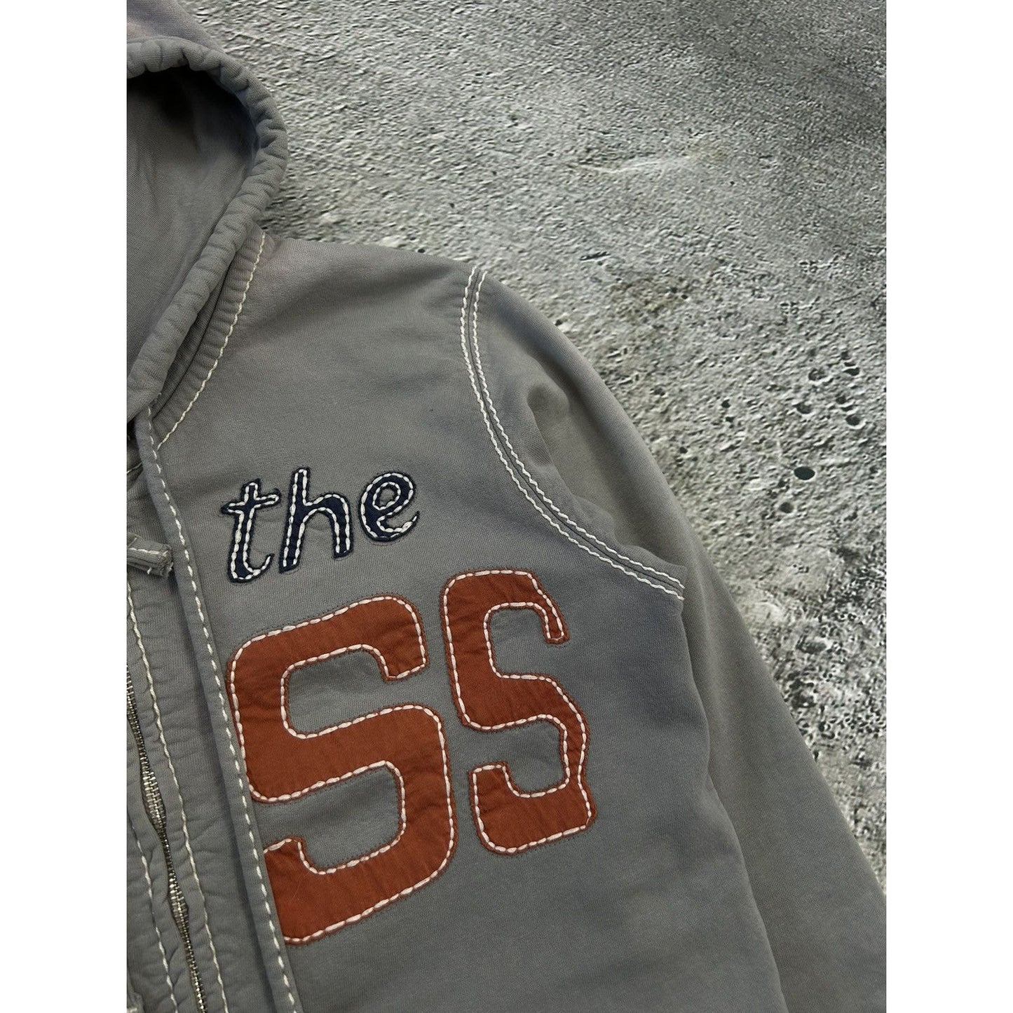 True Religion zip hoodie vintage grey I am the Boss Y2K