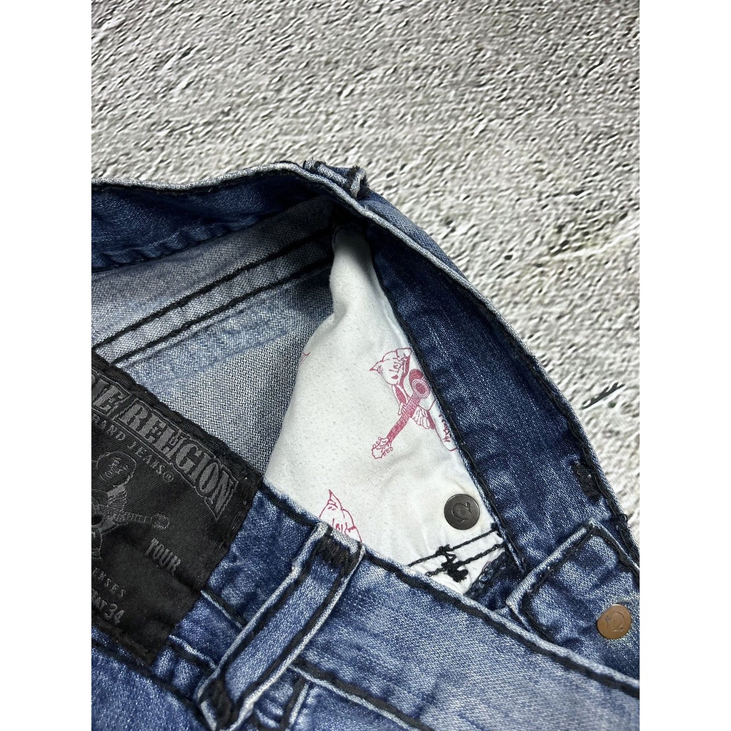 True Religion vintage jeans navy thick stitching black Y2K