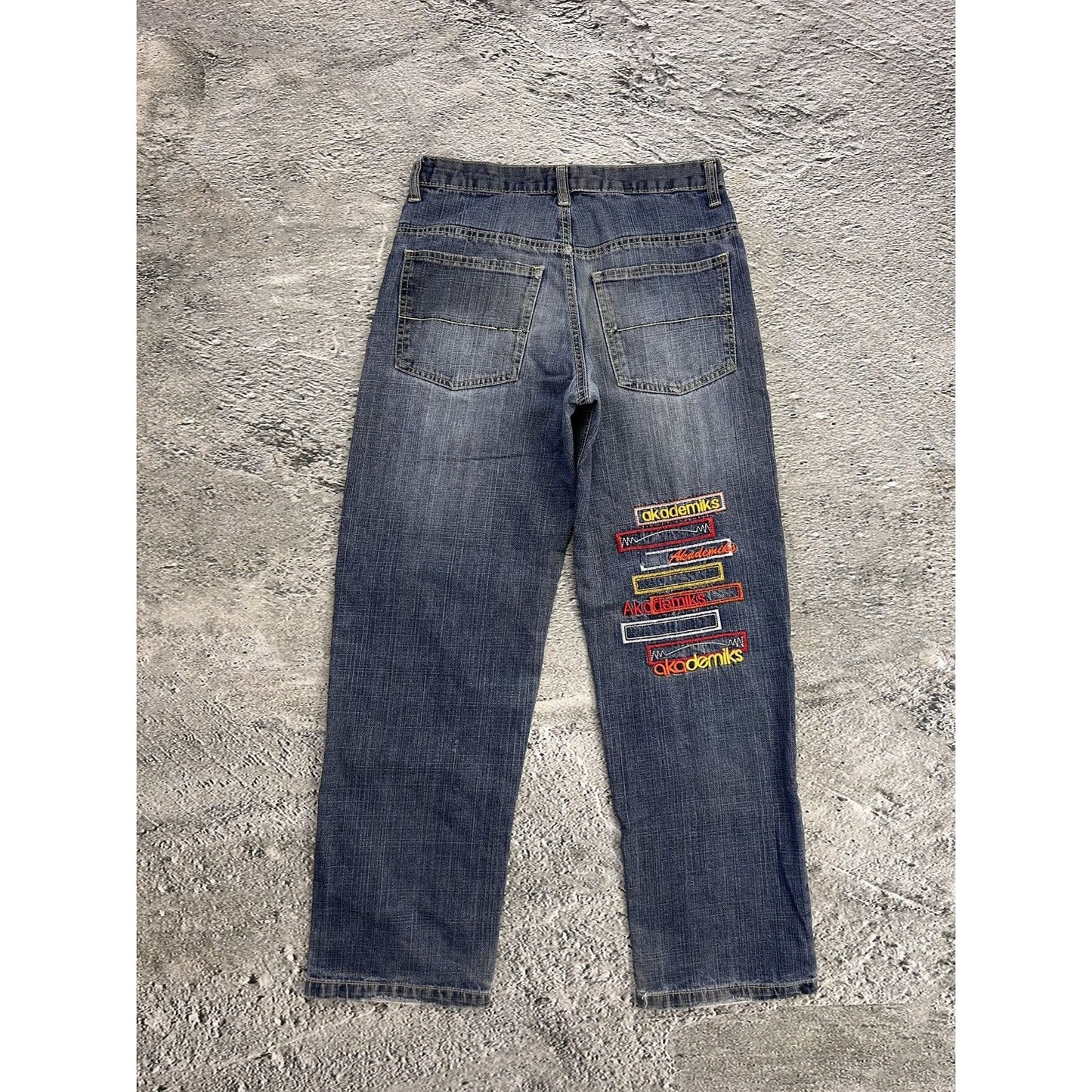 Akademiks Jeans vintage crazy embroidery Y2K blue