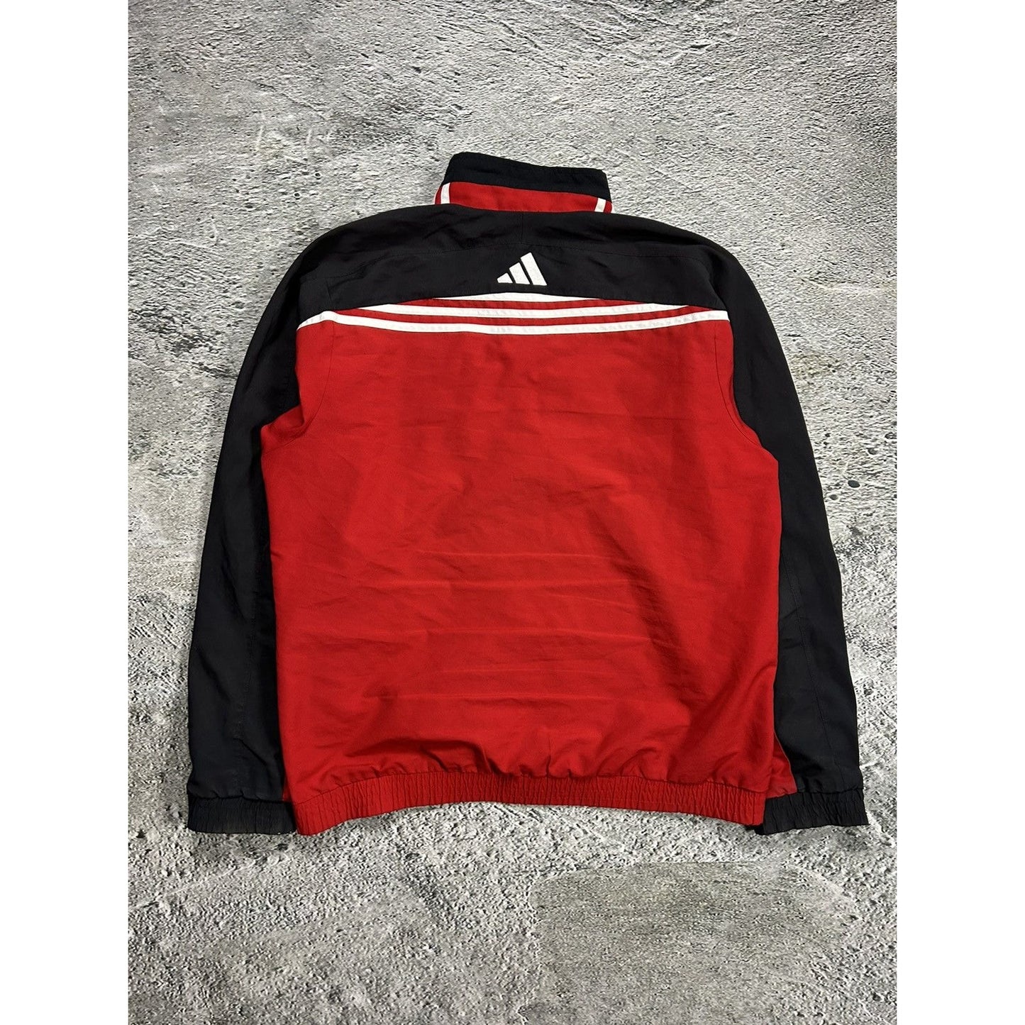 Adidas track suit vintage red black nylon track pants drill