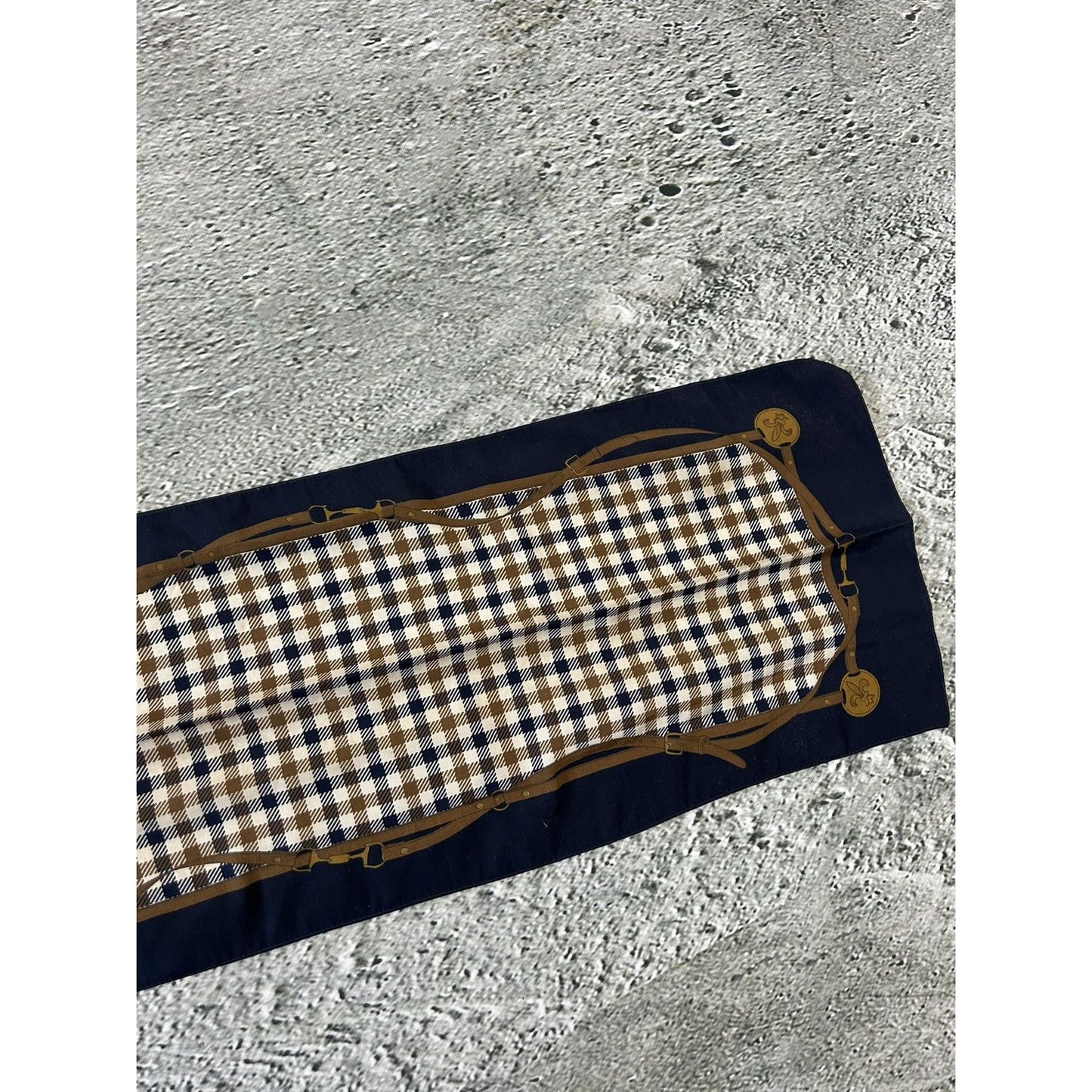 Aquascutum vintage scarf nova check navy brown London