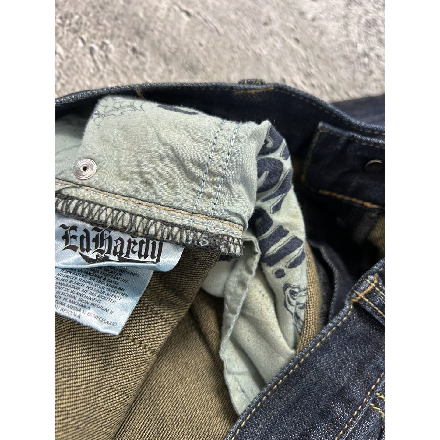 Ed Hardy Christian Audigier vintage jeans big logo pants