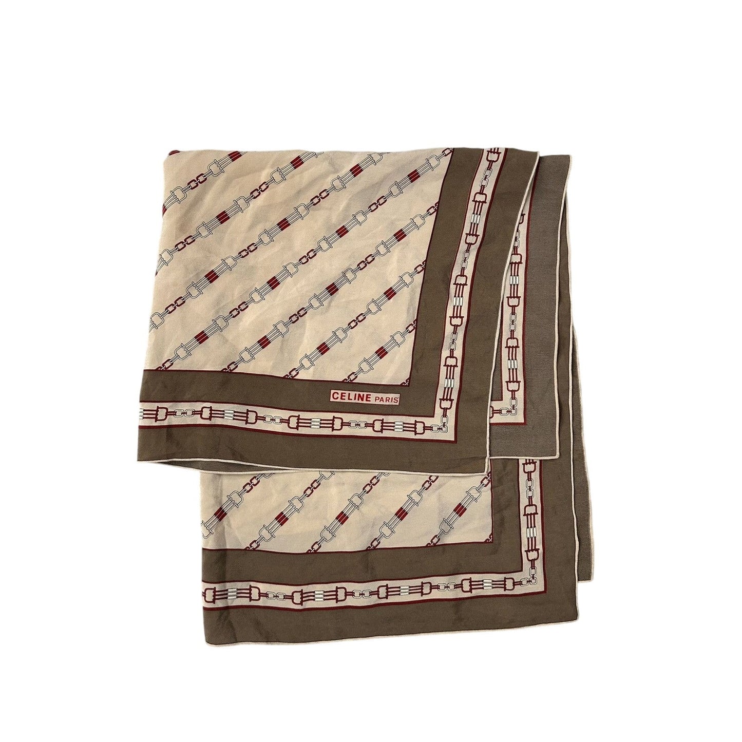 Celine silk scarf vintage brown beige chains