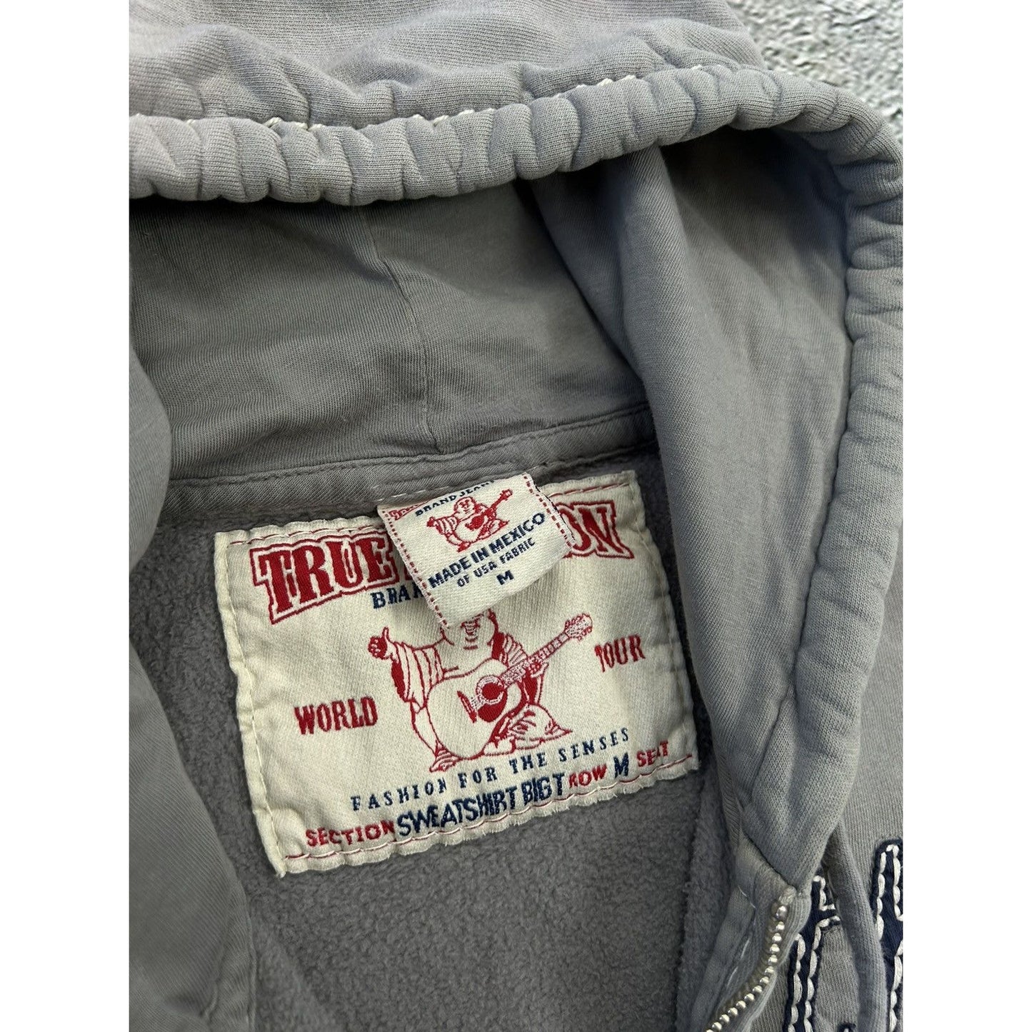 True Religion zip hoodie vintage grey I am the Boss Y2K