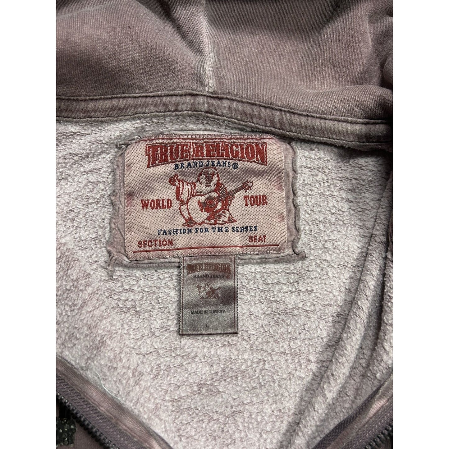 True Religion zip hoodie purple rhinestones skull Y2K