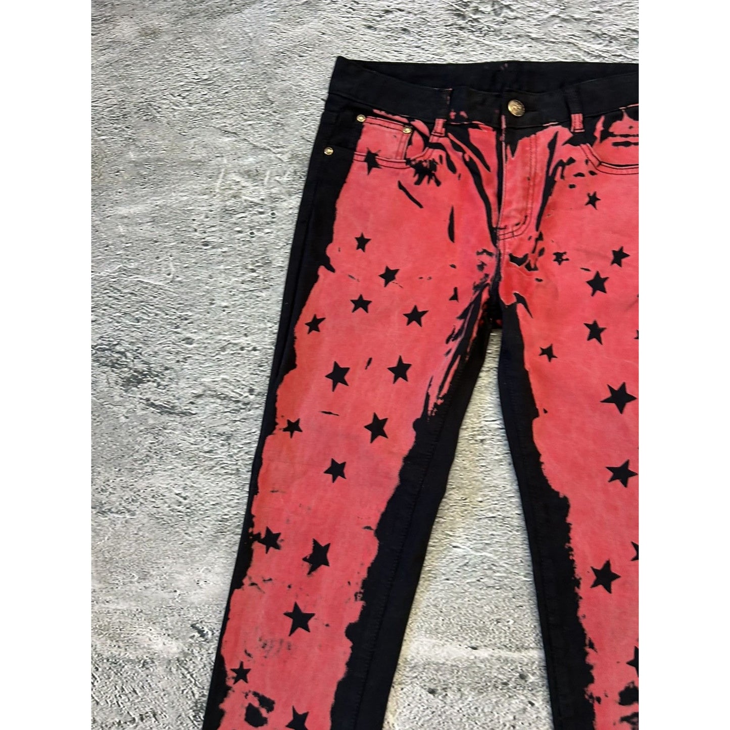 Y2K jeans black red slim stars