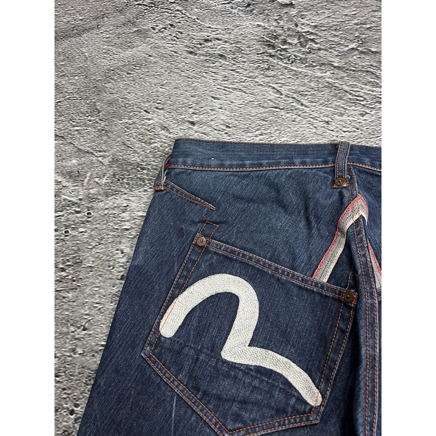 Evisu jeans vintage inside out selvedge white red