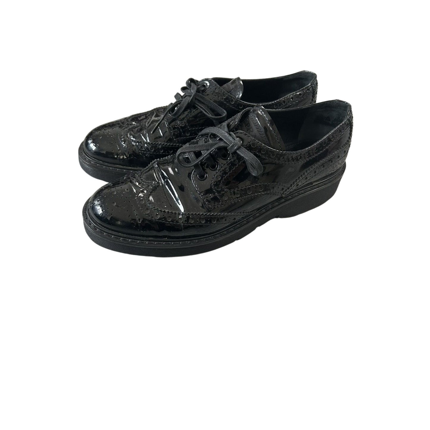 Prada Wingtip Patent Brogue Oxfords Black 38,5 Red Tab