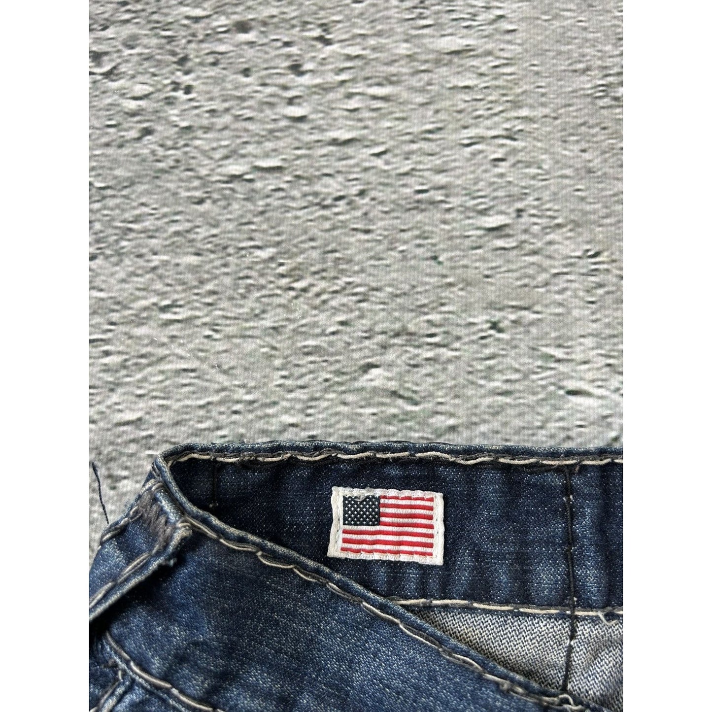 True Religion vintage jeans navy blue thick stitching Y2K