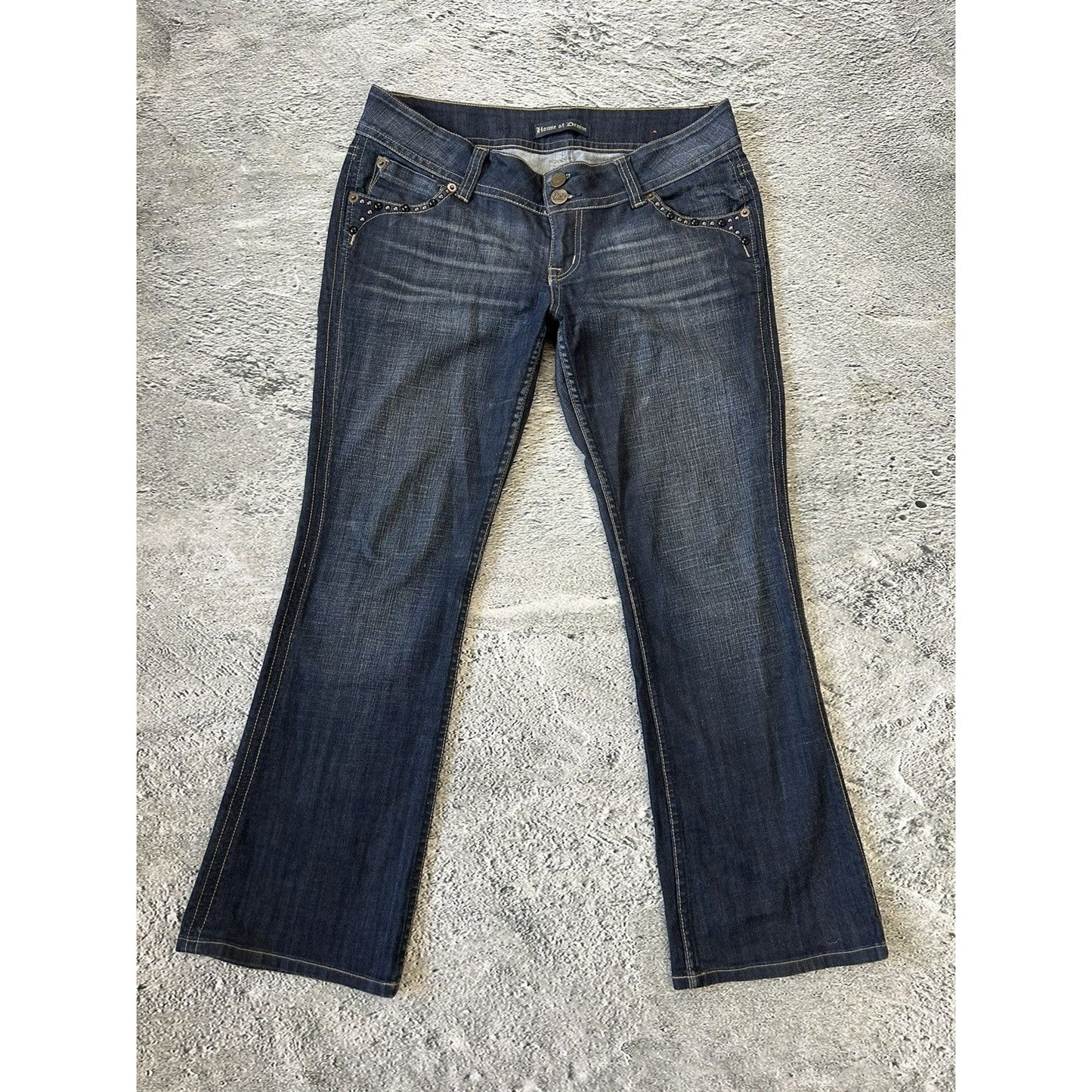 Y2K jeans flared house of denim navy blue low rise bootcut