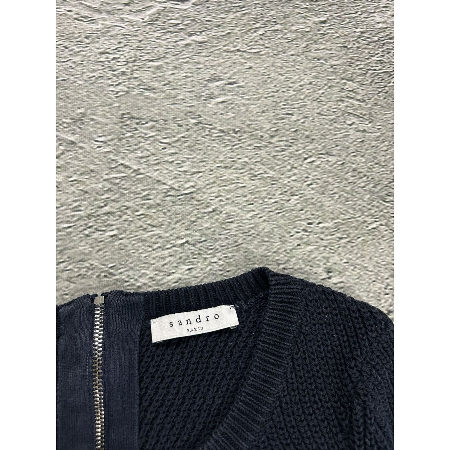 Sandro Paris zip sweater navy blue