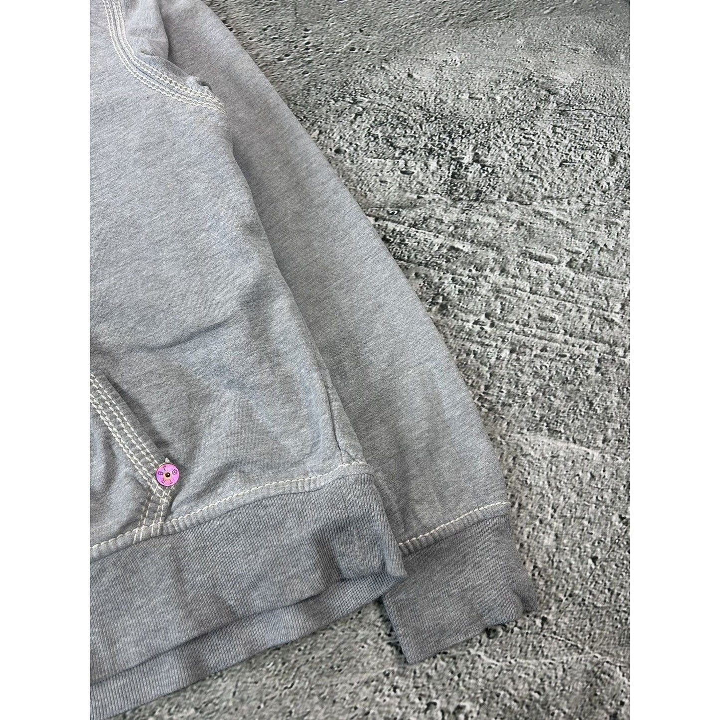 True Religion vintage grey zip hoodie white thick stitching