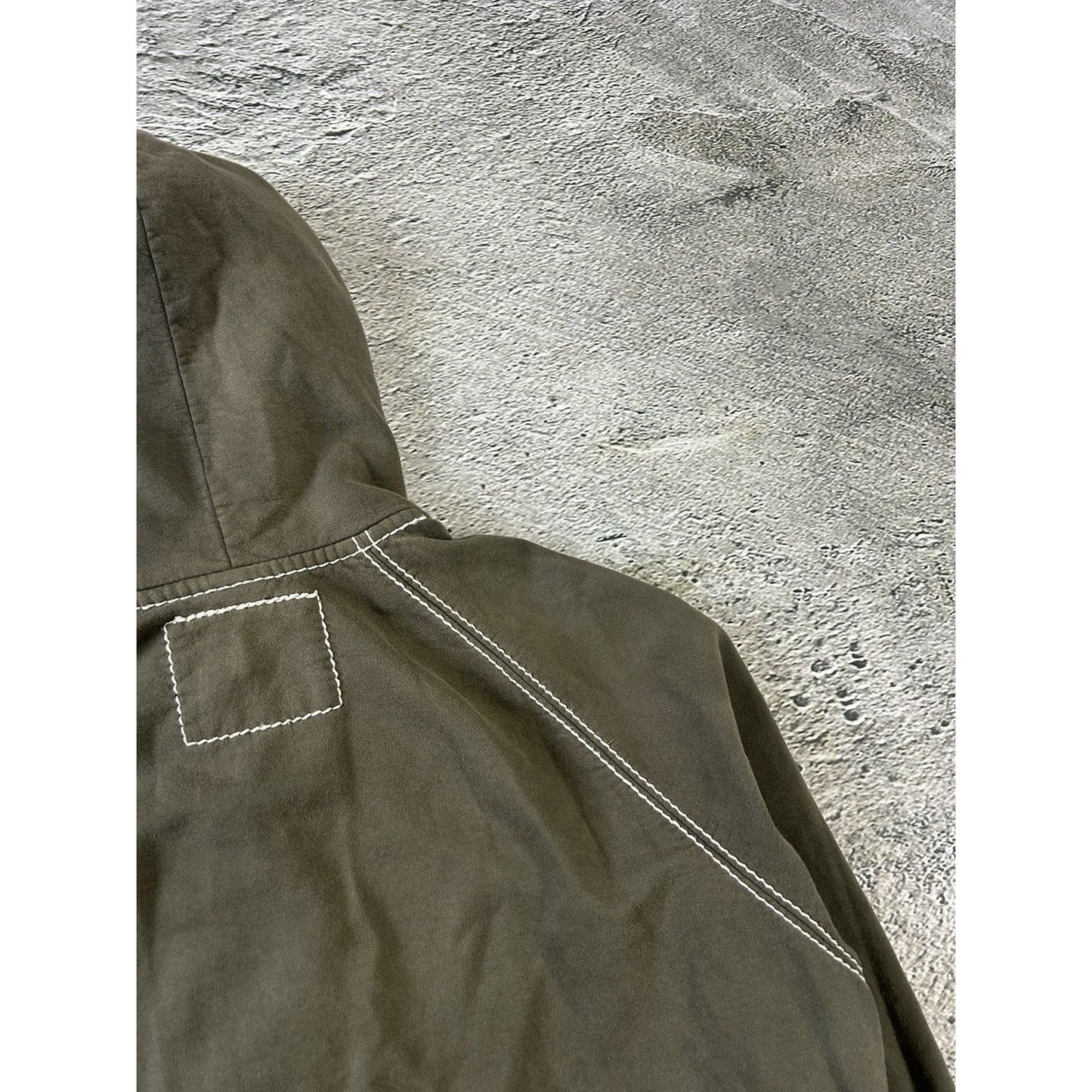 True Religion vintage zip hoodie khaki thick stitching Y2K