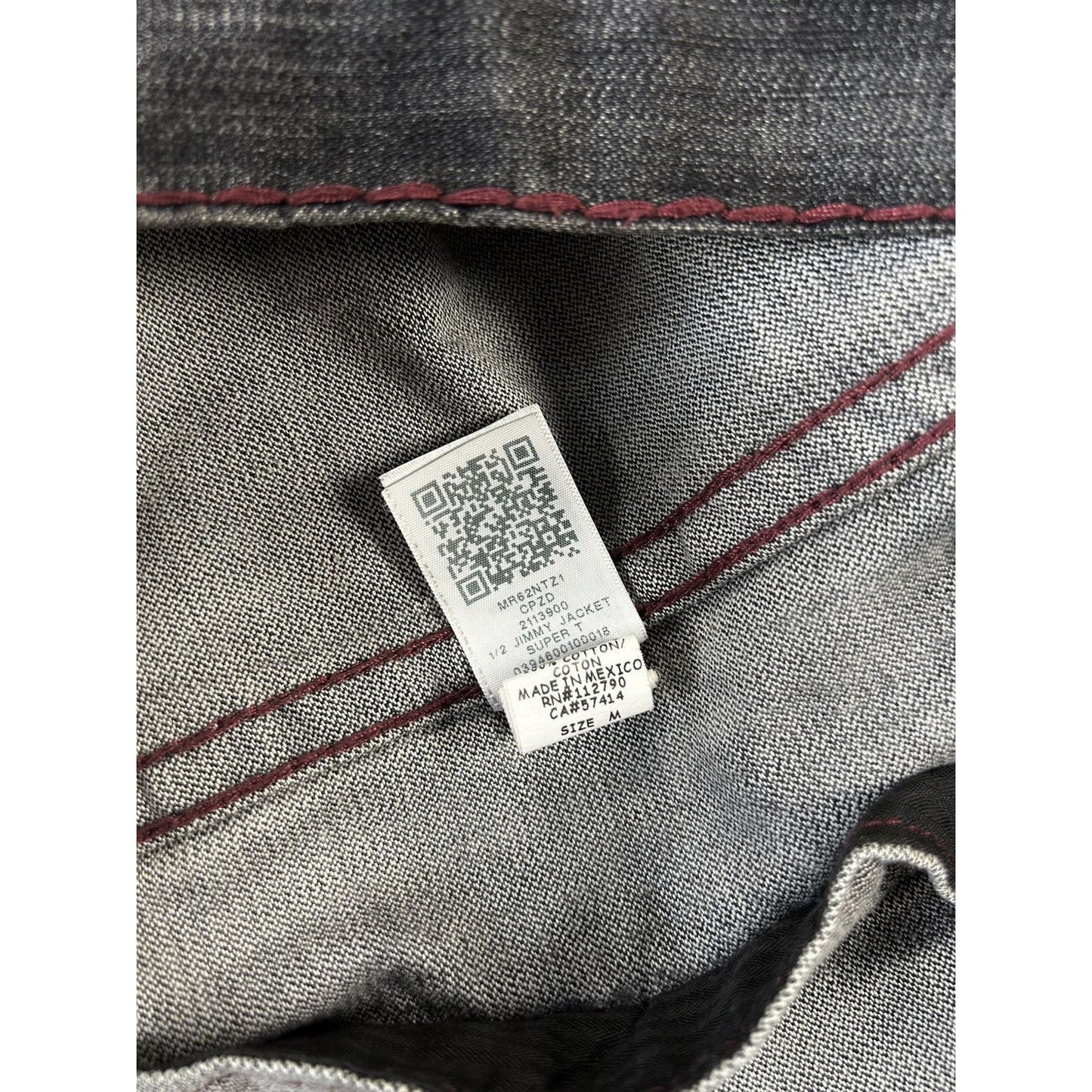 True Religion denim jacket black red contrast stitching Y2K