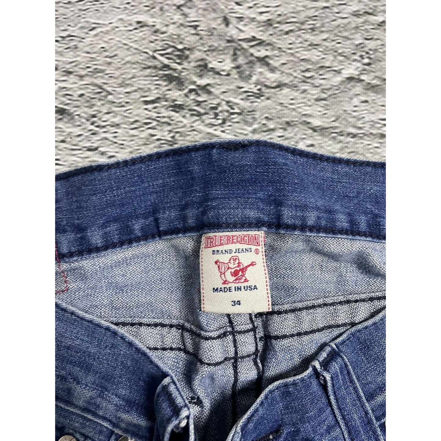 True Religion blue jeans contrast logo Y2K Ricky