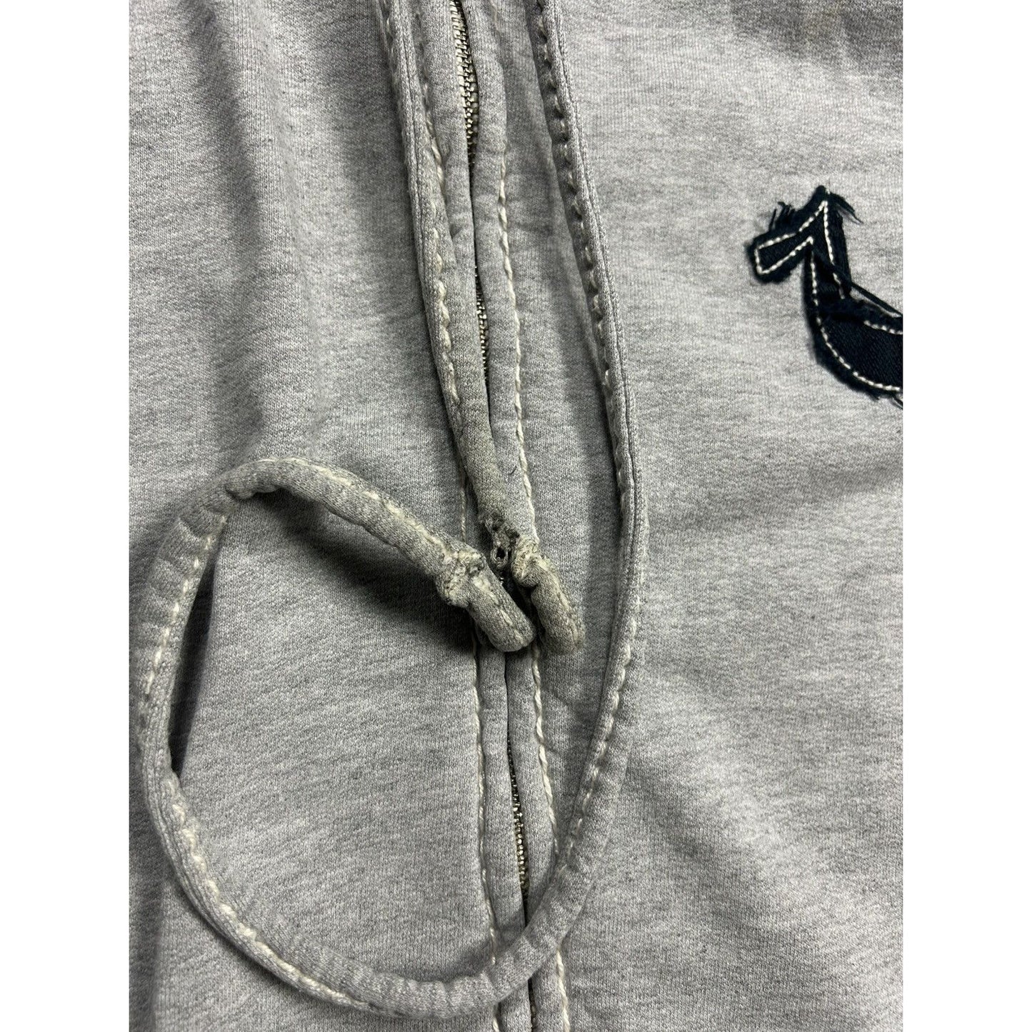 True Religion vintage grey zip hoodie white thick stitching