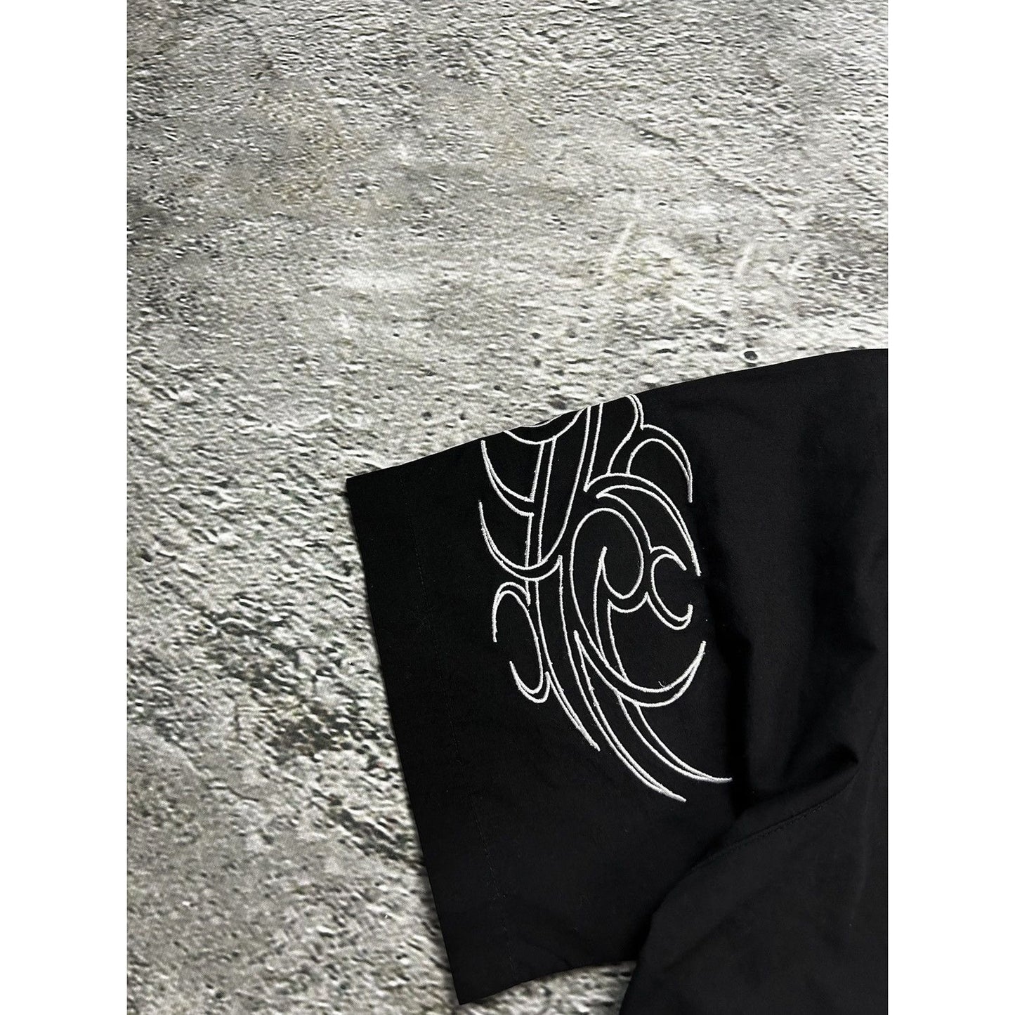 Fishbone Hawaiian Shirt black tribal vintage Y2K