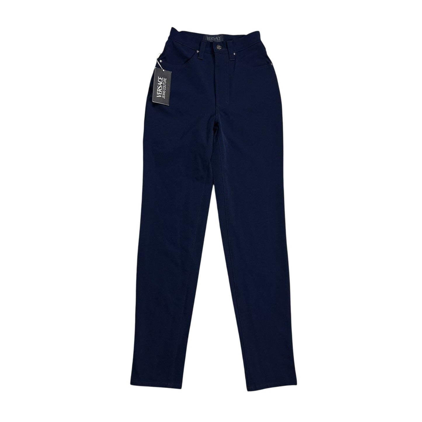 Versace Pants navy blue high rise slim jeans couture