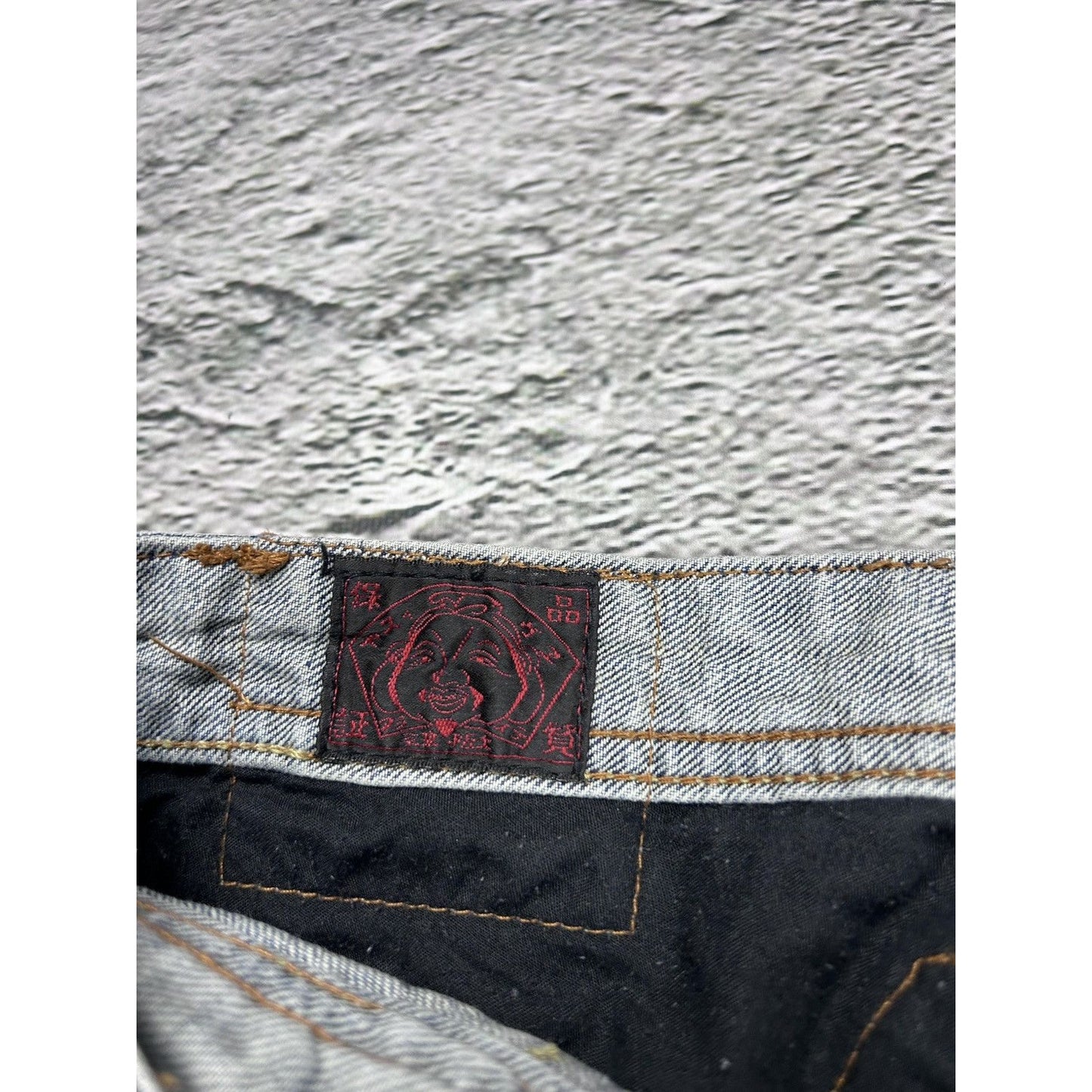 Evisu EU ED jeans vintage denim pants seagulls cargo blue