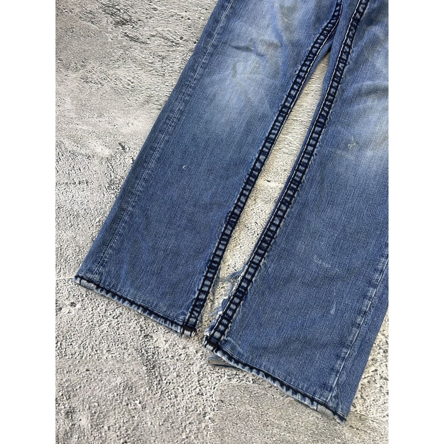 True Religion jeans blue black stitching Ricky Y2K