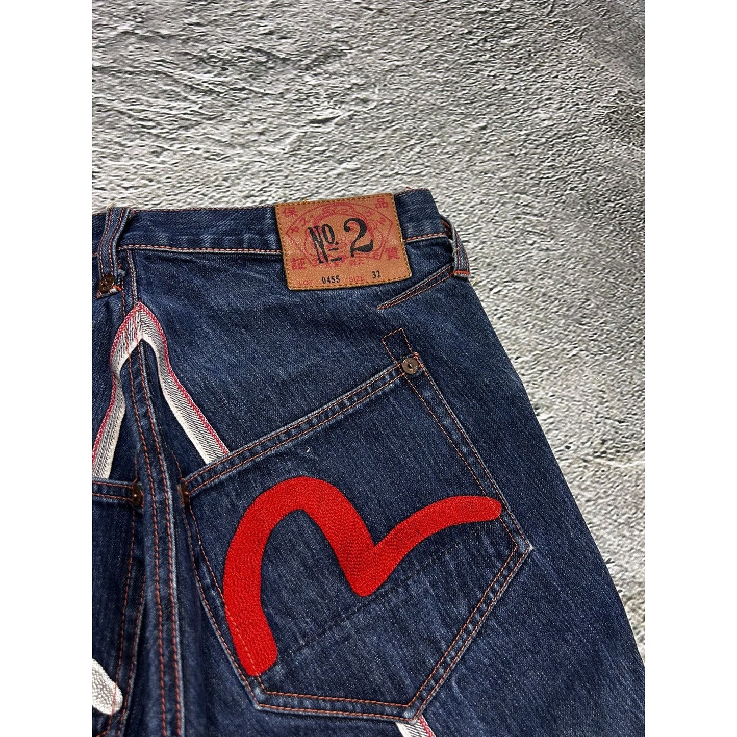 Evisu jeans vintage inside out selvedge white red