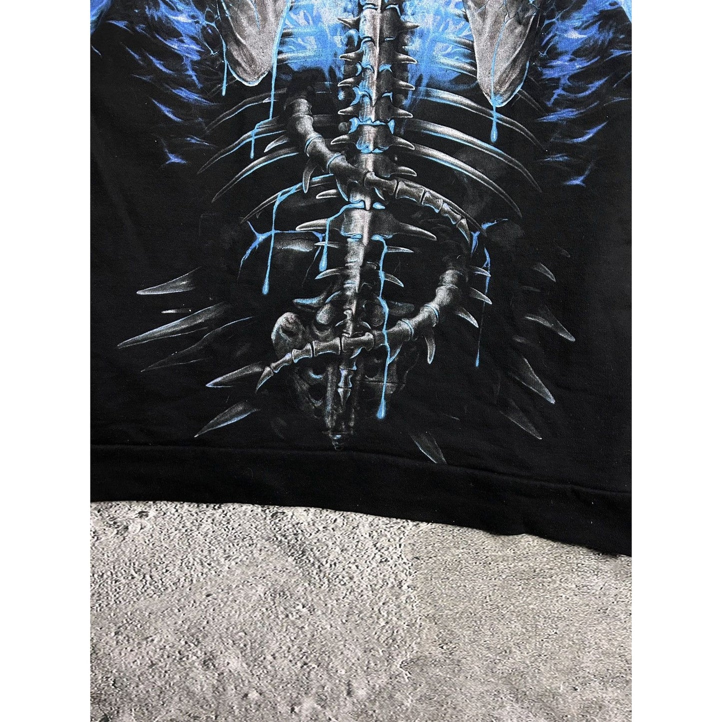 Vintage Y2K skulls flames fullprint black blue hoodie