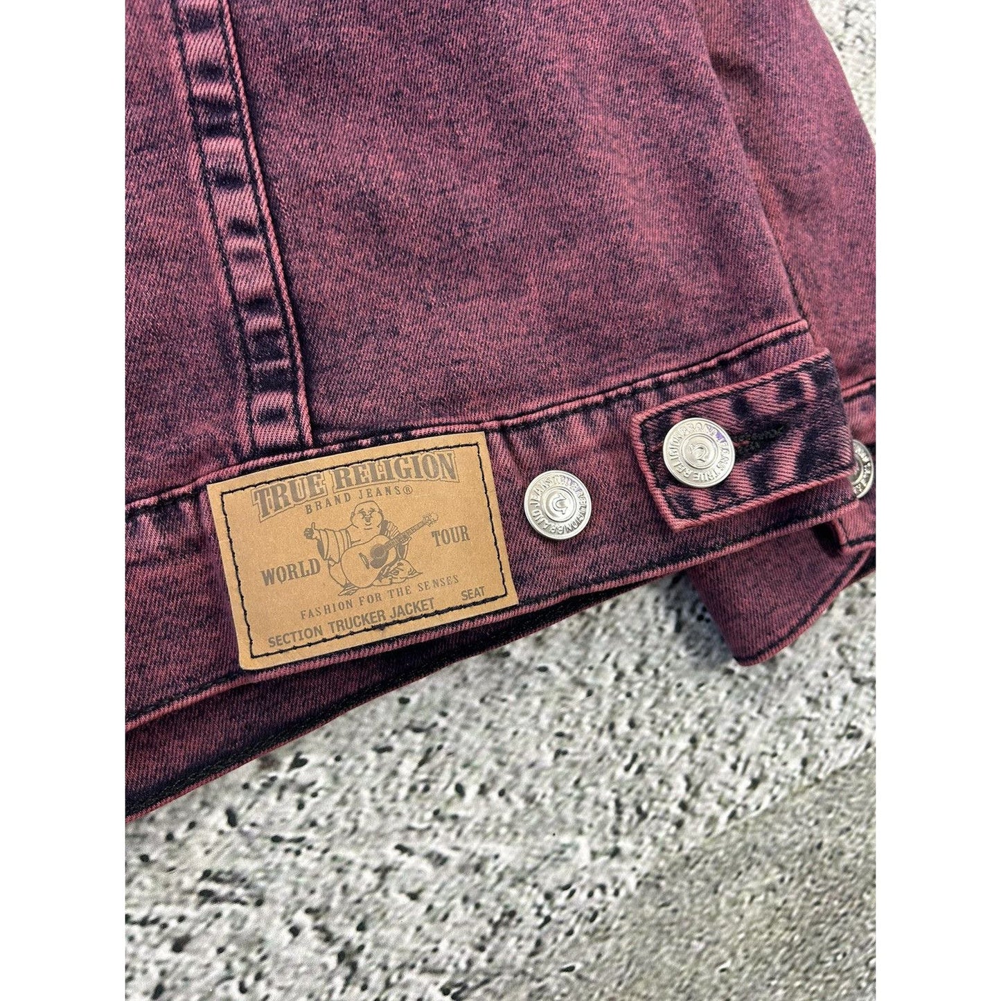 True Religion denim jacket purple red vintage Y2K