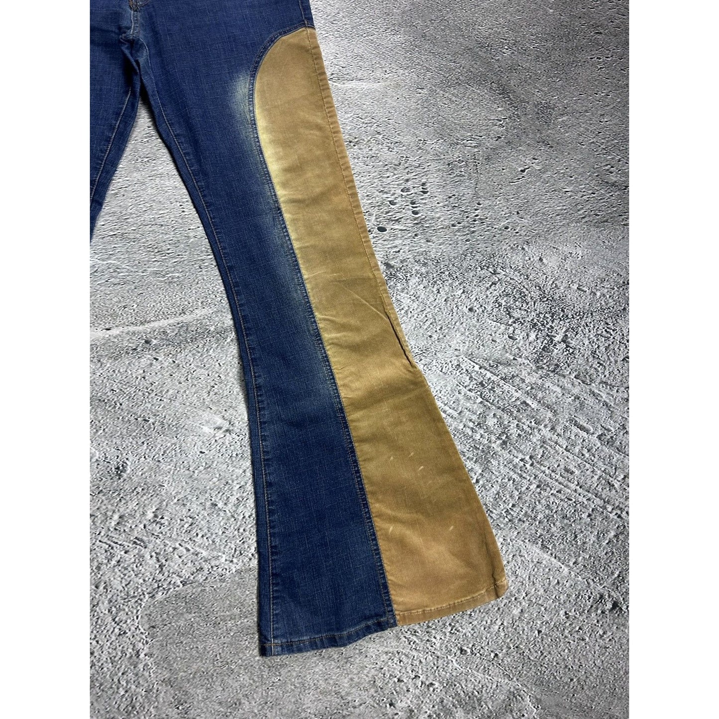 Y2K jeans flared bootcut corduroy navy beige