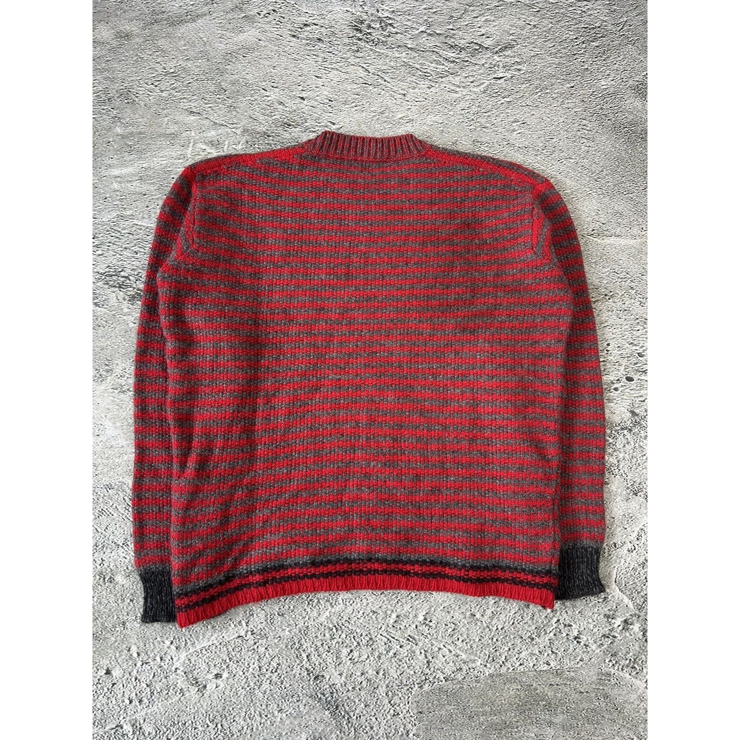 Prada sweater alpaca wool striped red grey