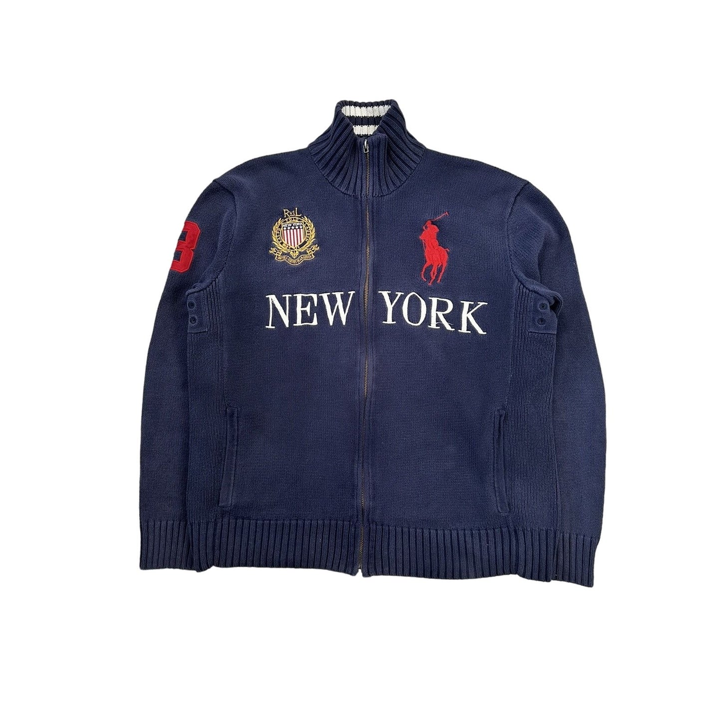New York Polo Ralph Lauren zip sweater navy knit cardigan