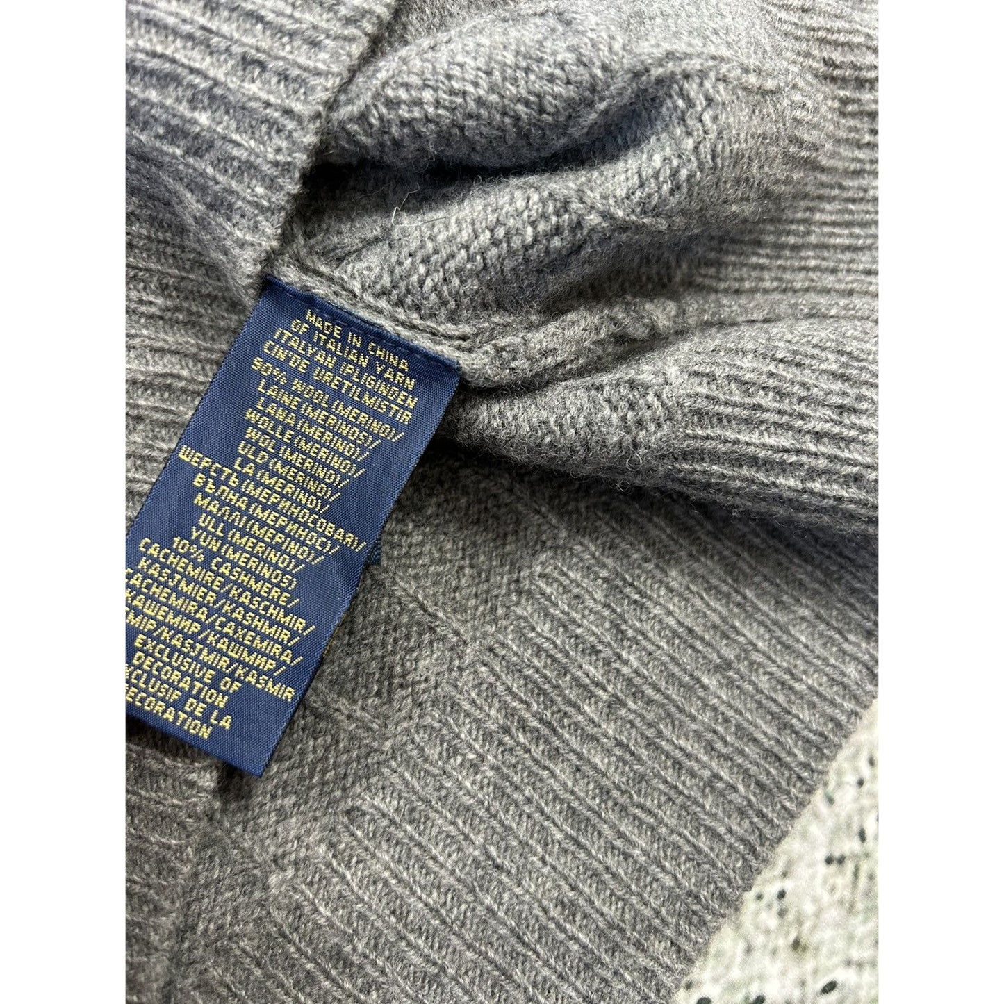 Polo Ralph Lauren grey wool cashmere sweater vintage knit