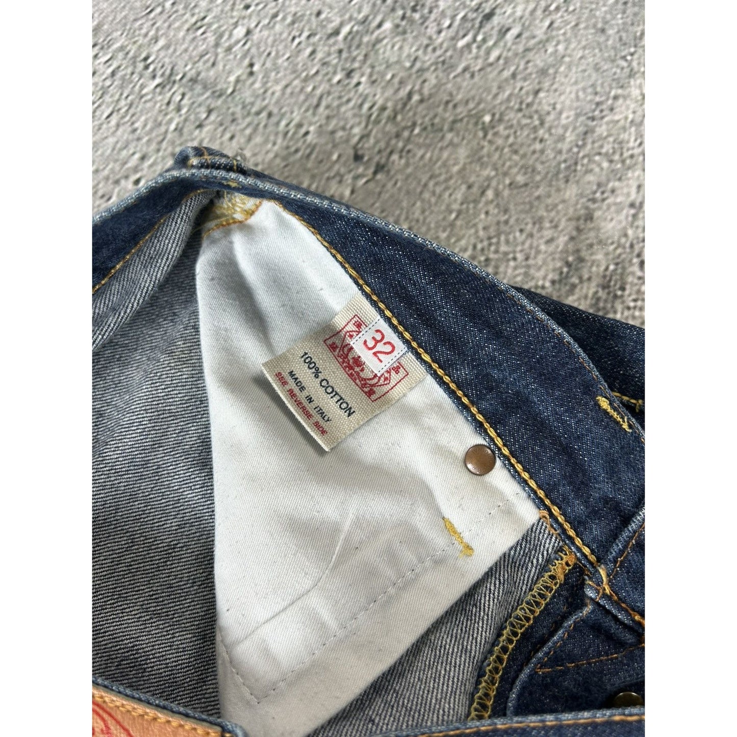 Evisu jeans vintage handpainted seagull logo selvedge denim