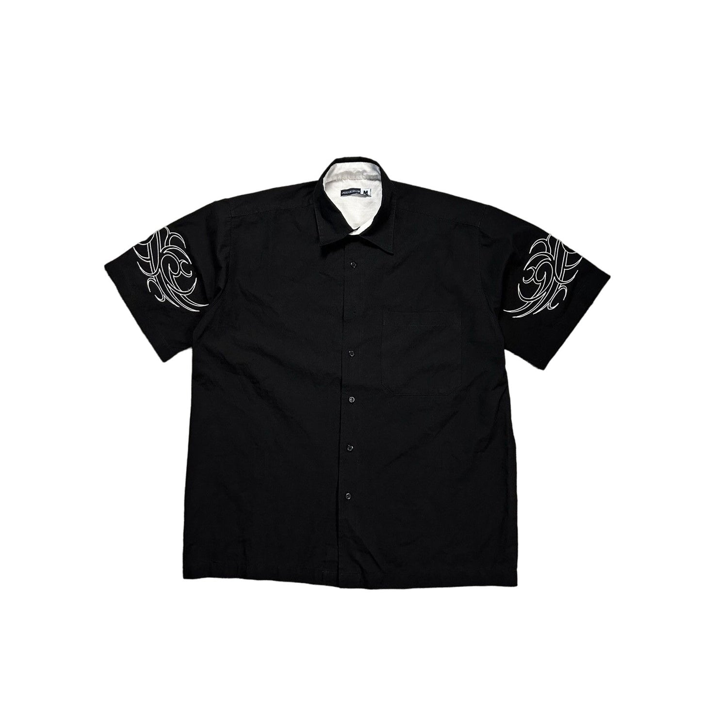 Fishbone Hawaiian Shirt black tribal vintage Y2K