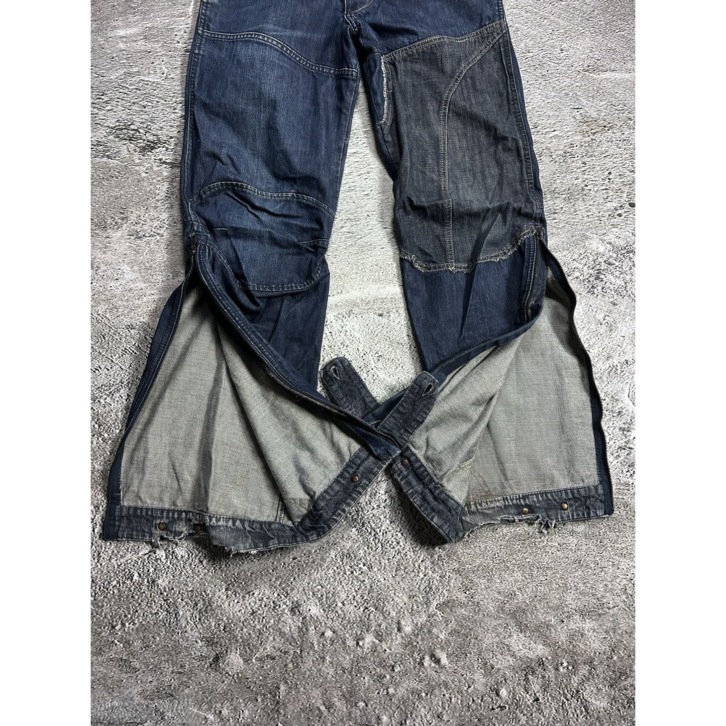 G Star Raw navy baggy jeans vintage bootcut flared reworked