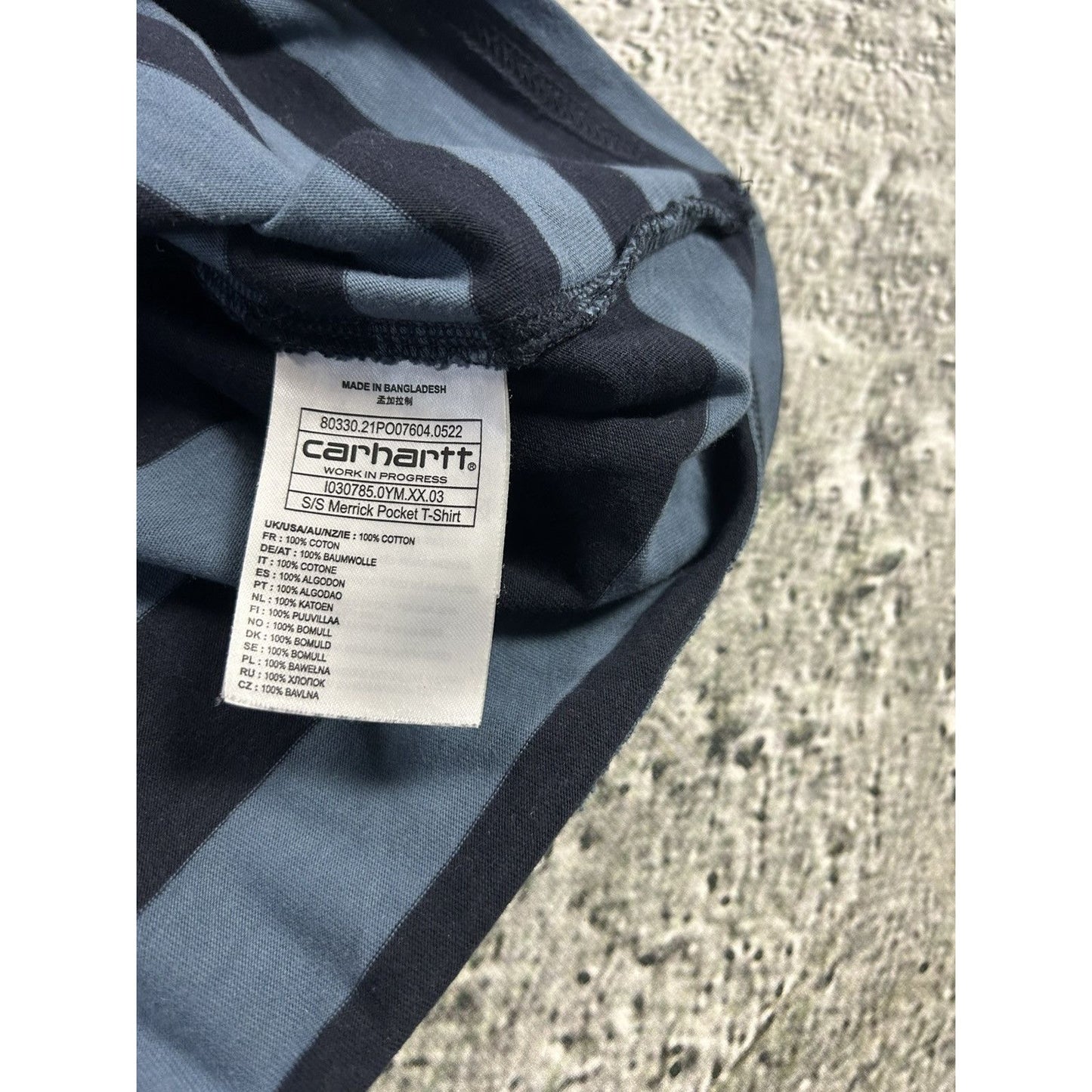 Carhartt S/S Merrick Pocket T-shirt striped navy blue