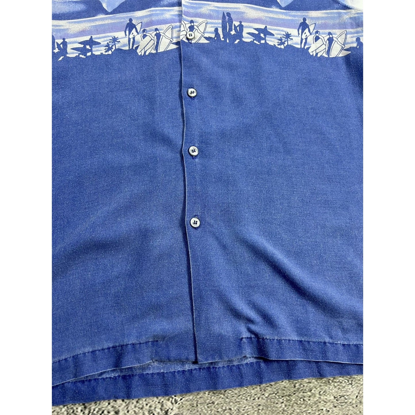 Hawaiian Shirt vintage Daymo made in USA blue beach surf 80s