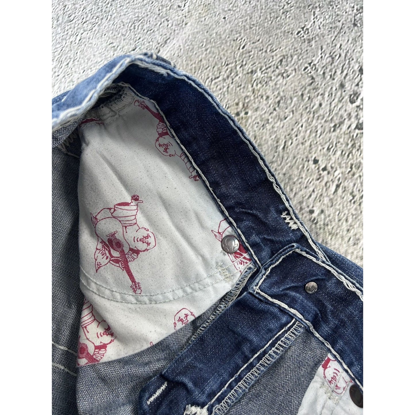 True Religion blue jeans white stitching Y2K Ricky Super T