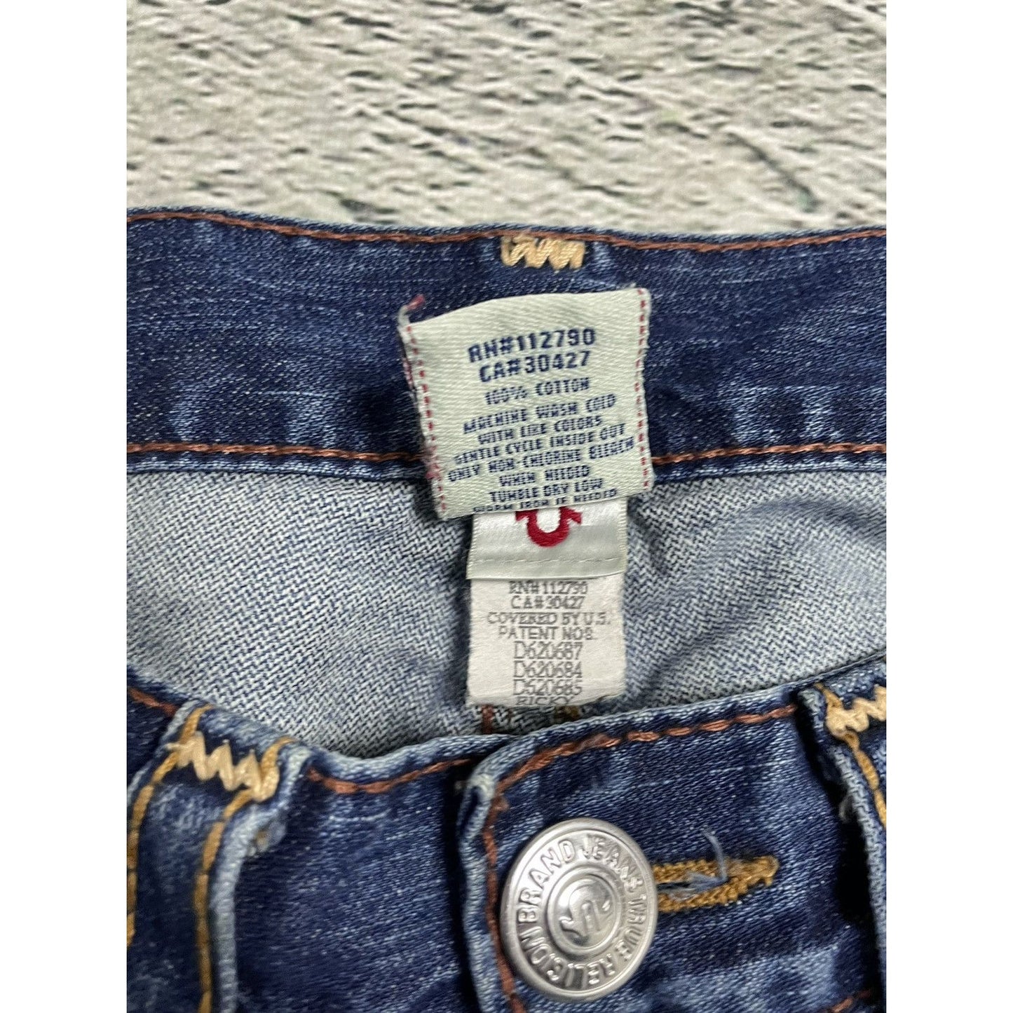 True Religion vintage blue jeans brown stitching Ricky QT