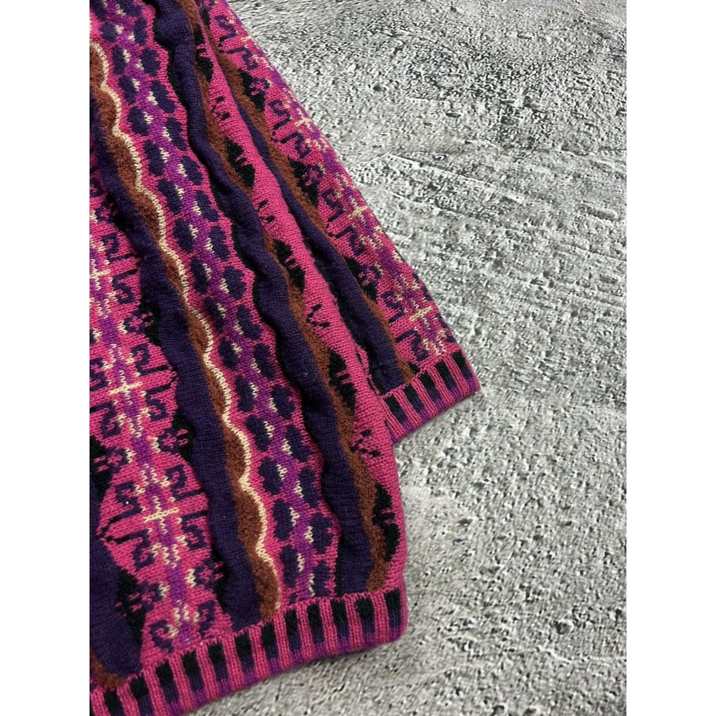 vintage cardigan multicolor cable knit Coogi style sweater