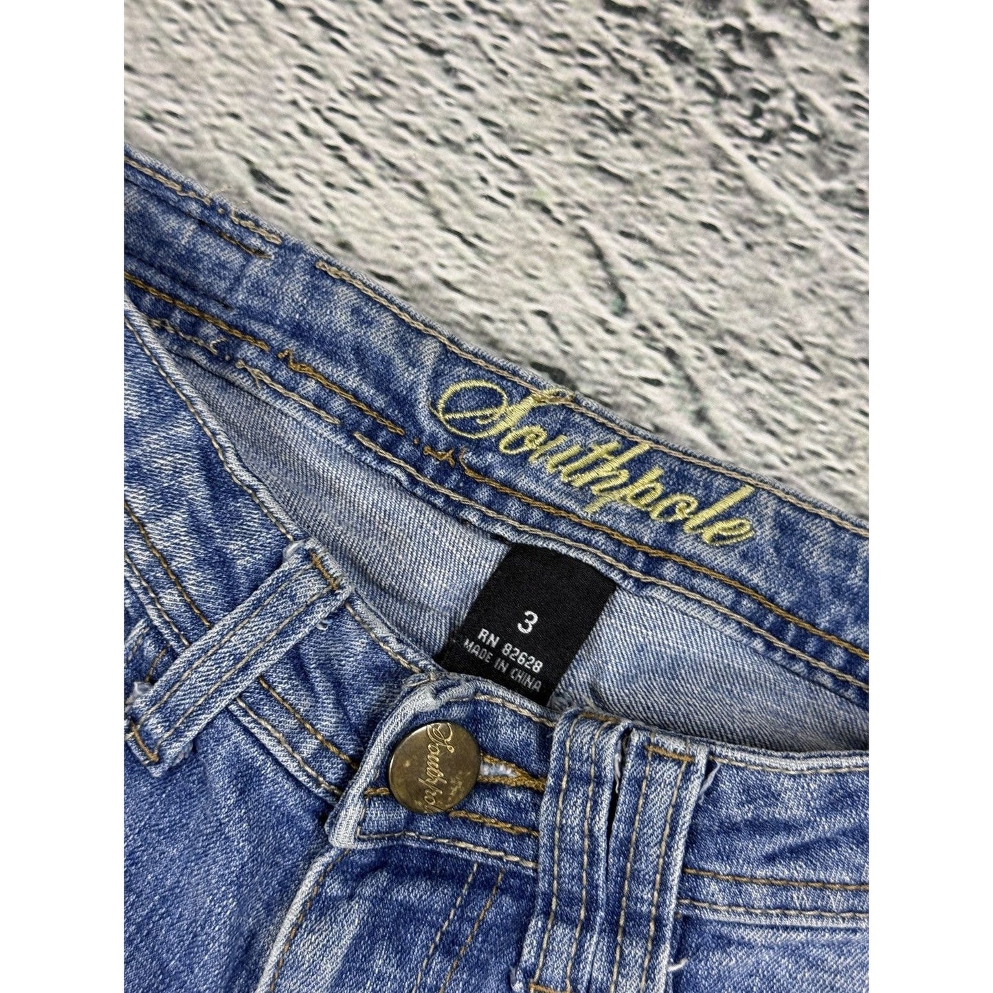 Southpole flared jeans denim pants Y2K rhinestones
