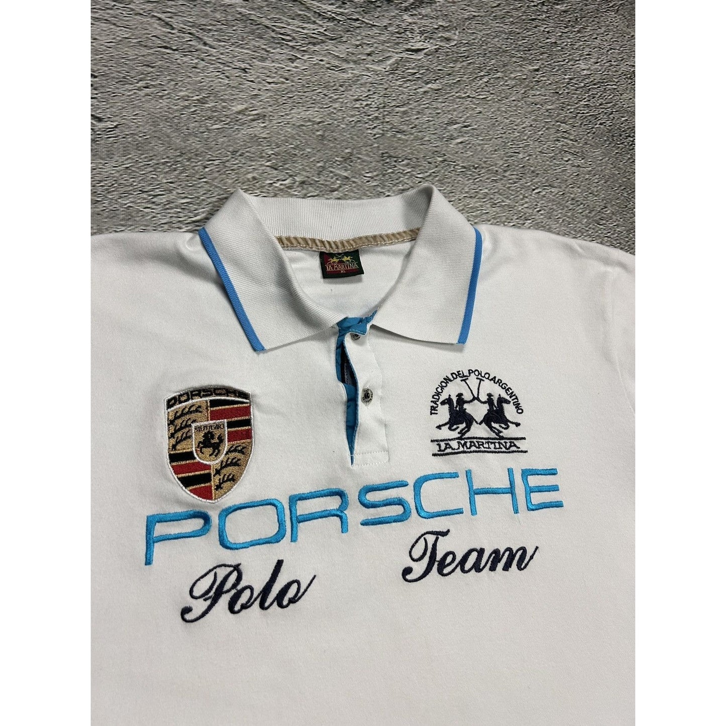 La Martina Porsche Polo T-shirt Team 3 white baby blue