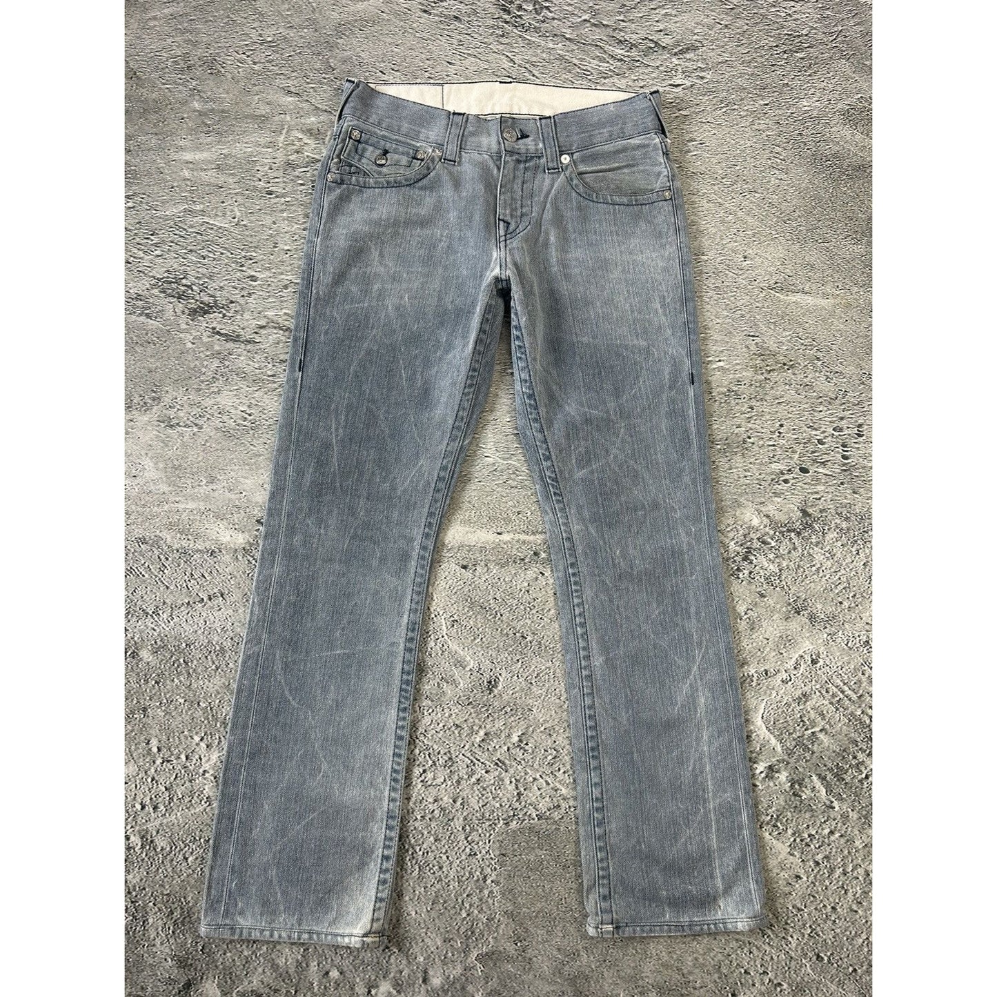 True Religion grey jeans contrast stitching Y2K straight