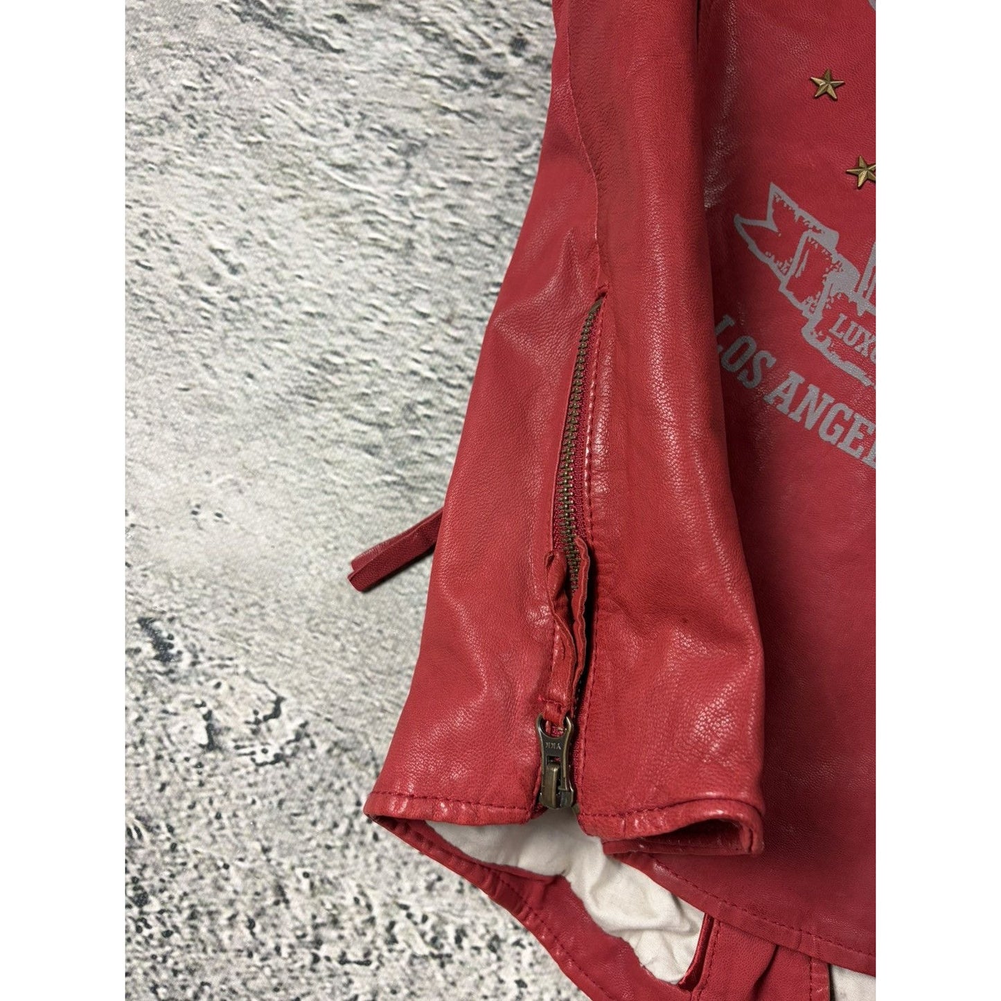 True Religion leather red vest jacket rockstar america