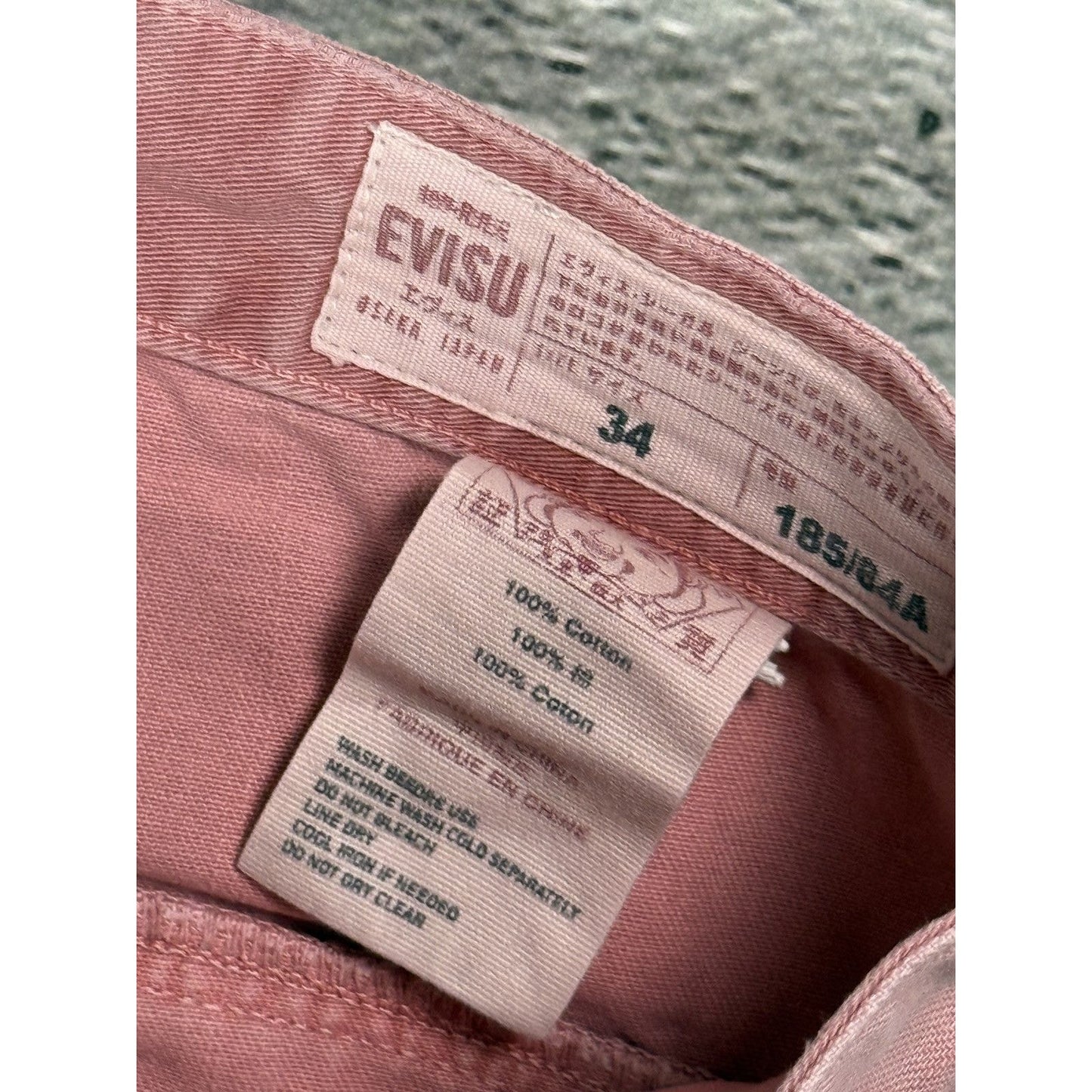 Evisu jorts pink Y2K shorts denim white seagulls cargo