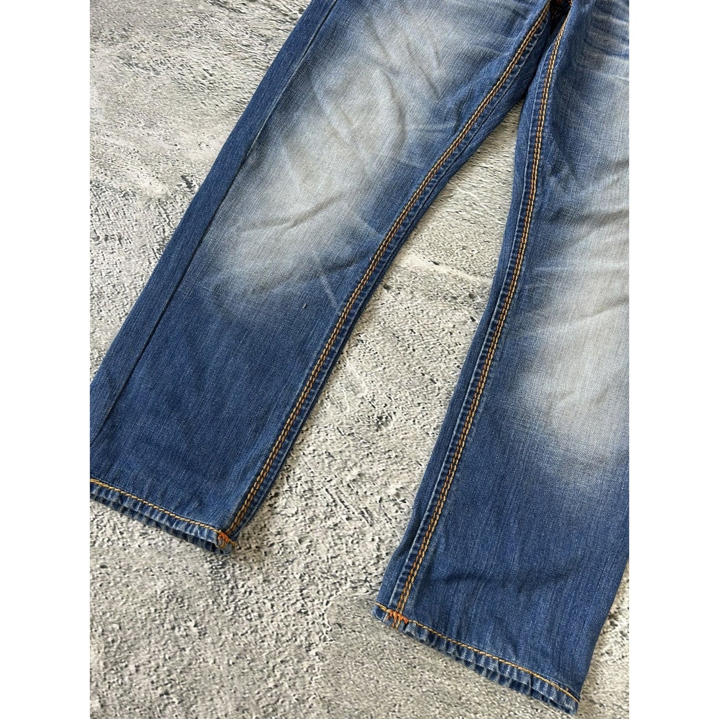 True Religion blue jeans thick stitching straight Y2K