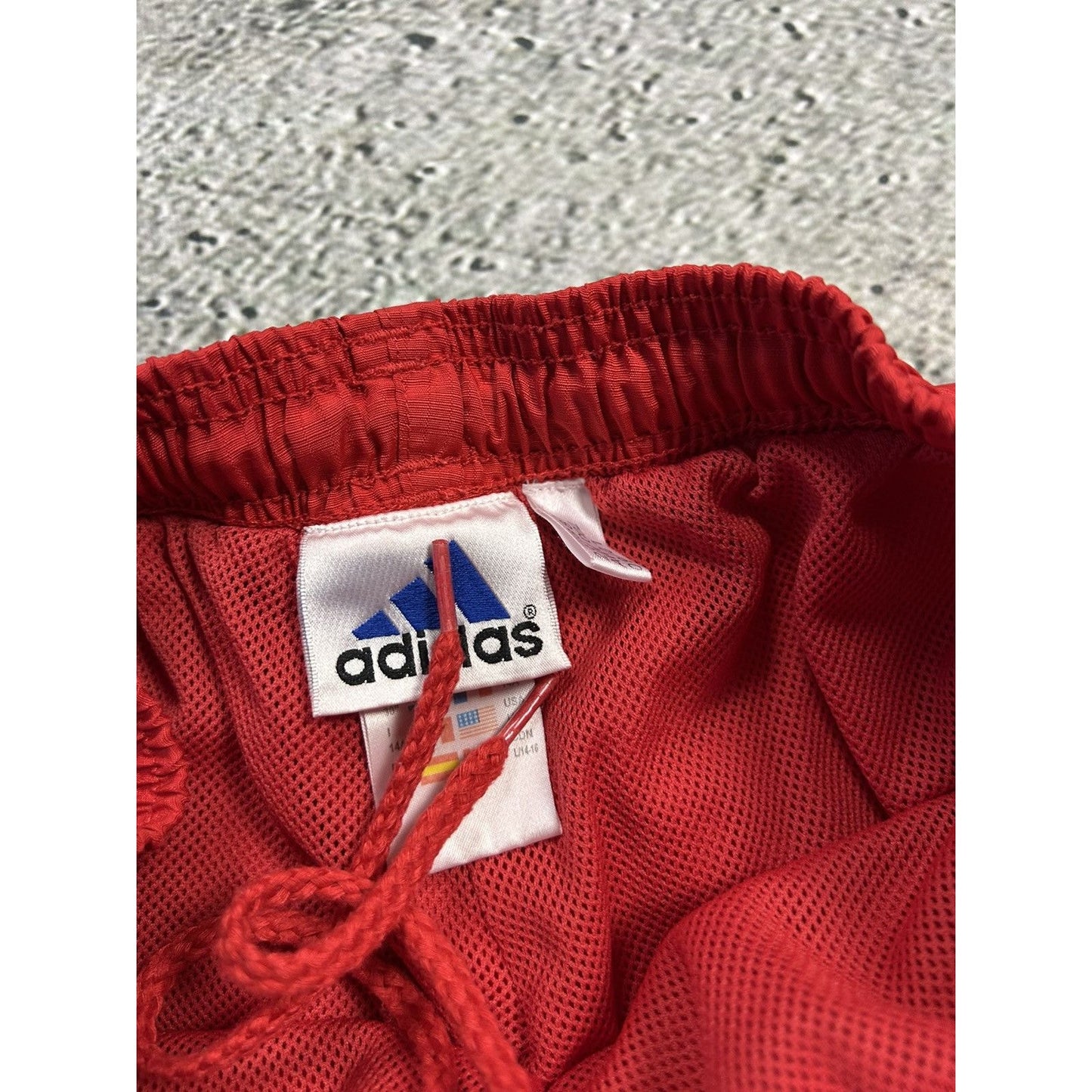 Adidas vintage red nylon track pants capri drill 90s Y2K