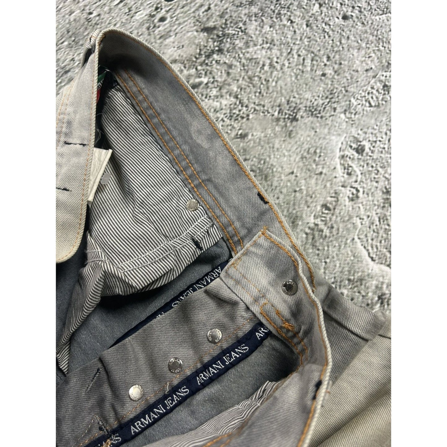 Armani jeans light grey stone washed vintage denim pants