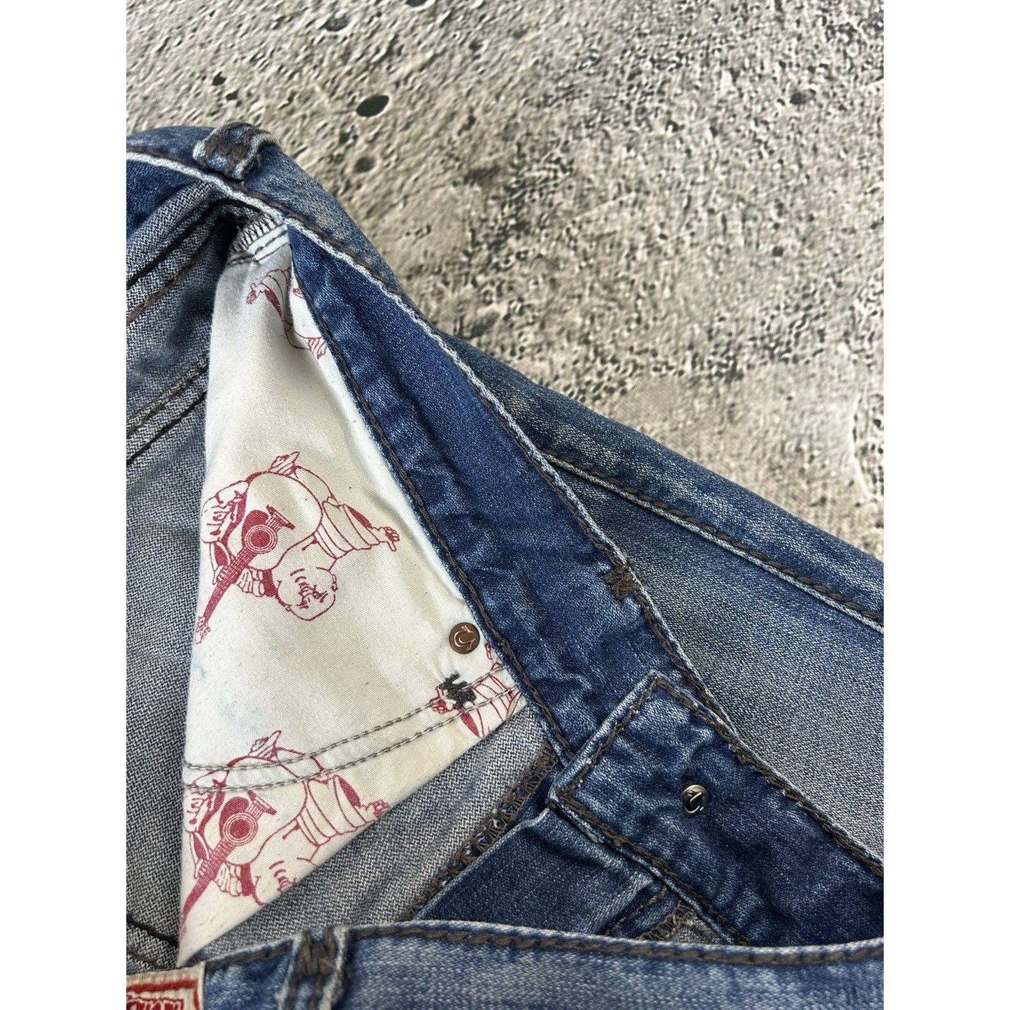 True Religion vintage blue jeans Ricky thick stitching Y2K