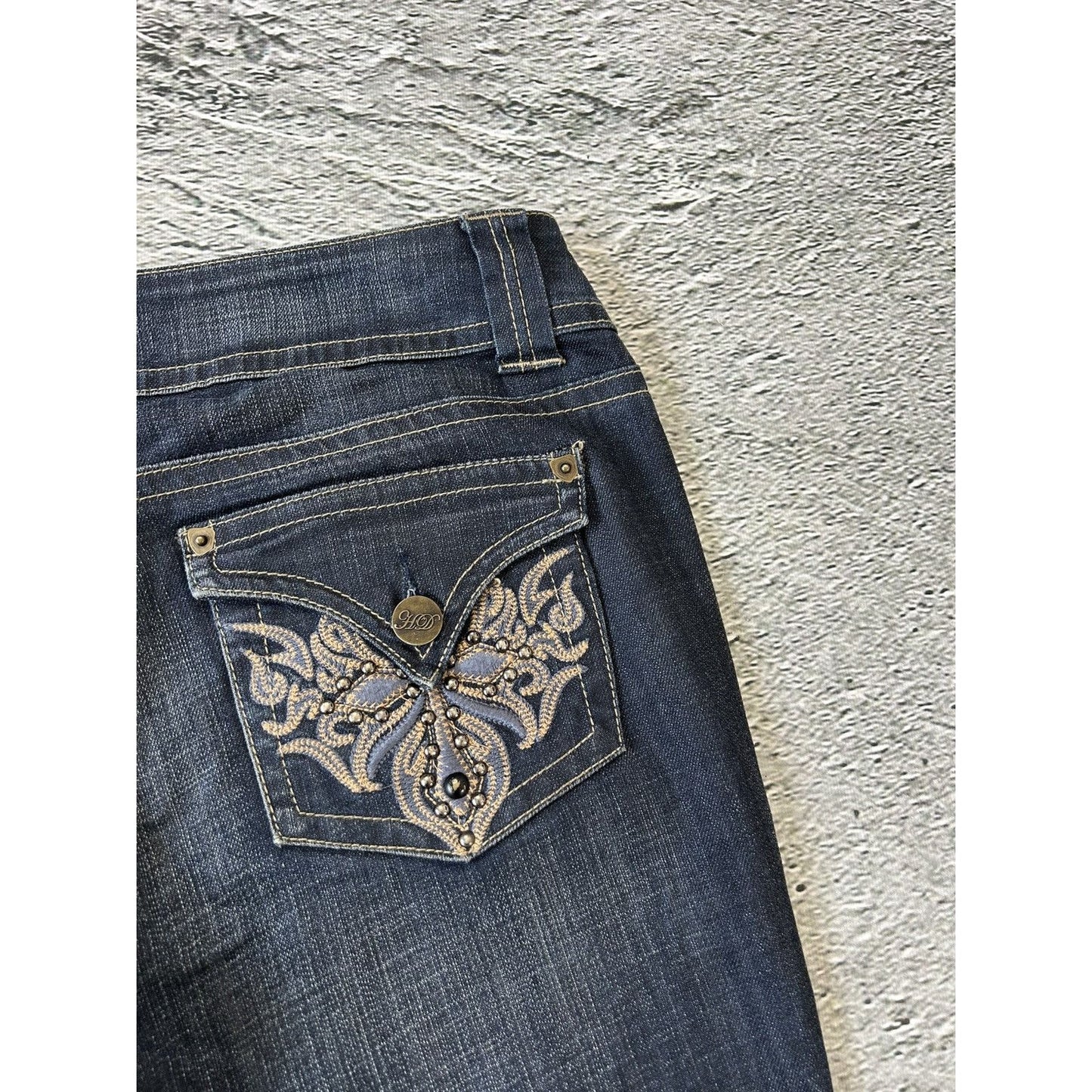 Y2K jeans flared house of denim navy blue low rise bootcut